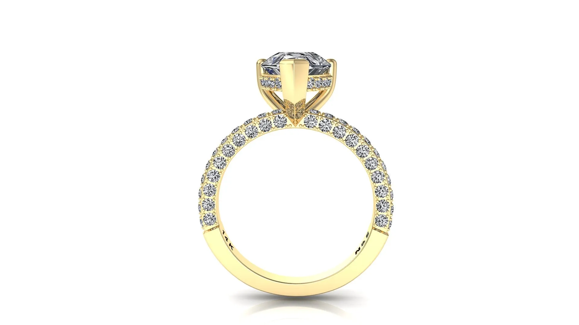 10x7mm (1.80ct) La Vie ForeverOne Radiant Pear Moissanite 3D Half-Band 14K Gold Engagement Ring MOENG047