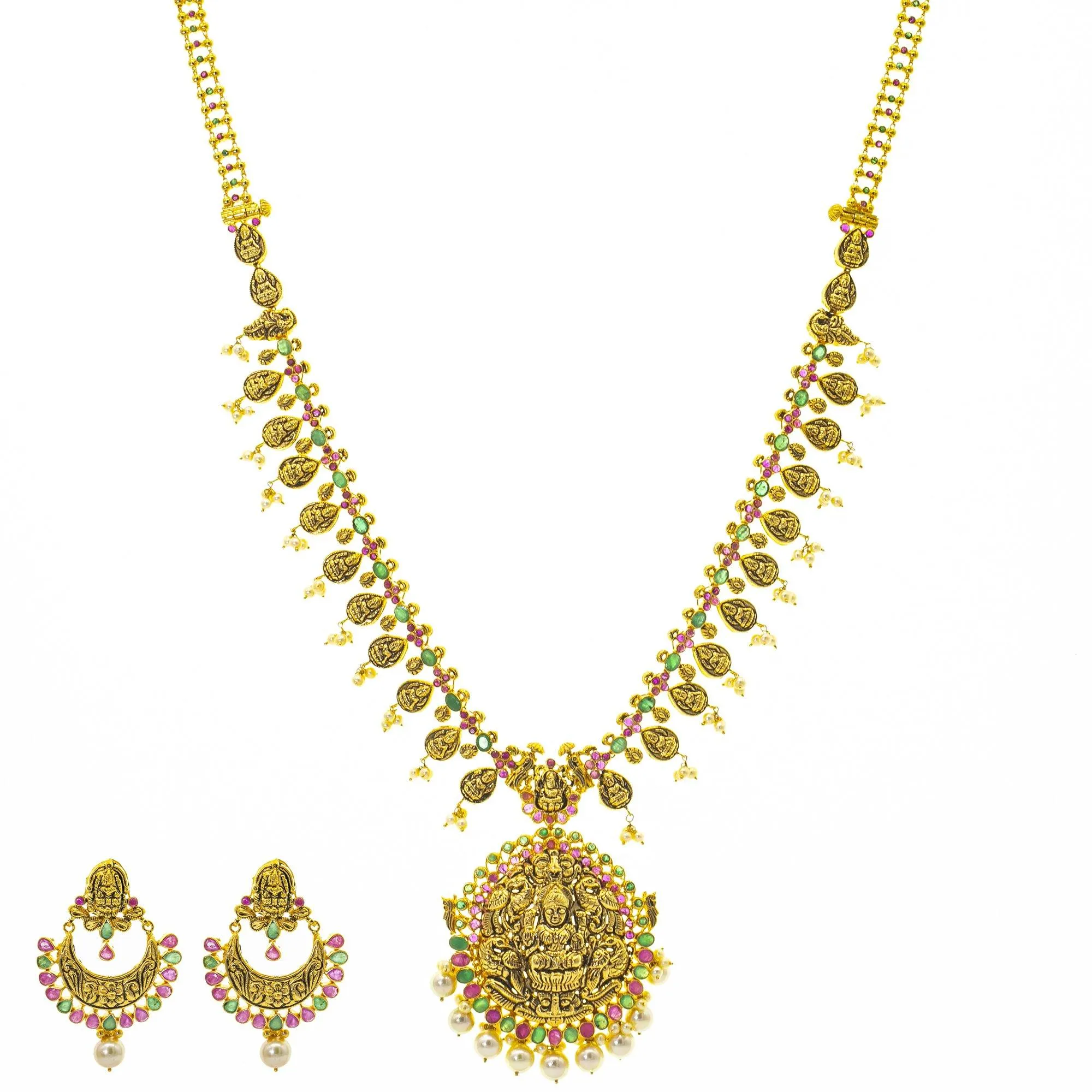 22K Gold Anvi Antique Laxmi Temple Set