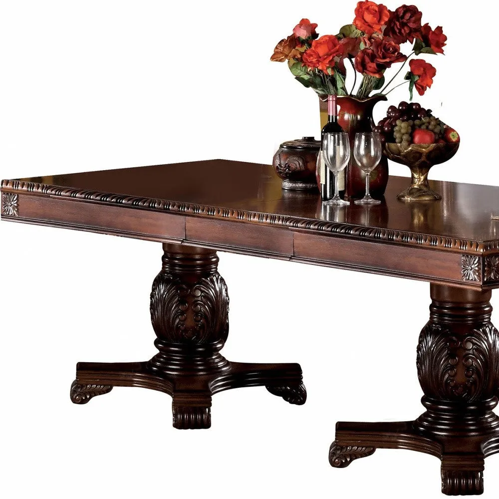 46 X 96 X 31 Cherry Wood Poly Resin Dining Table Wdouble Pedestal