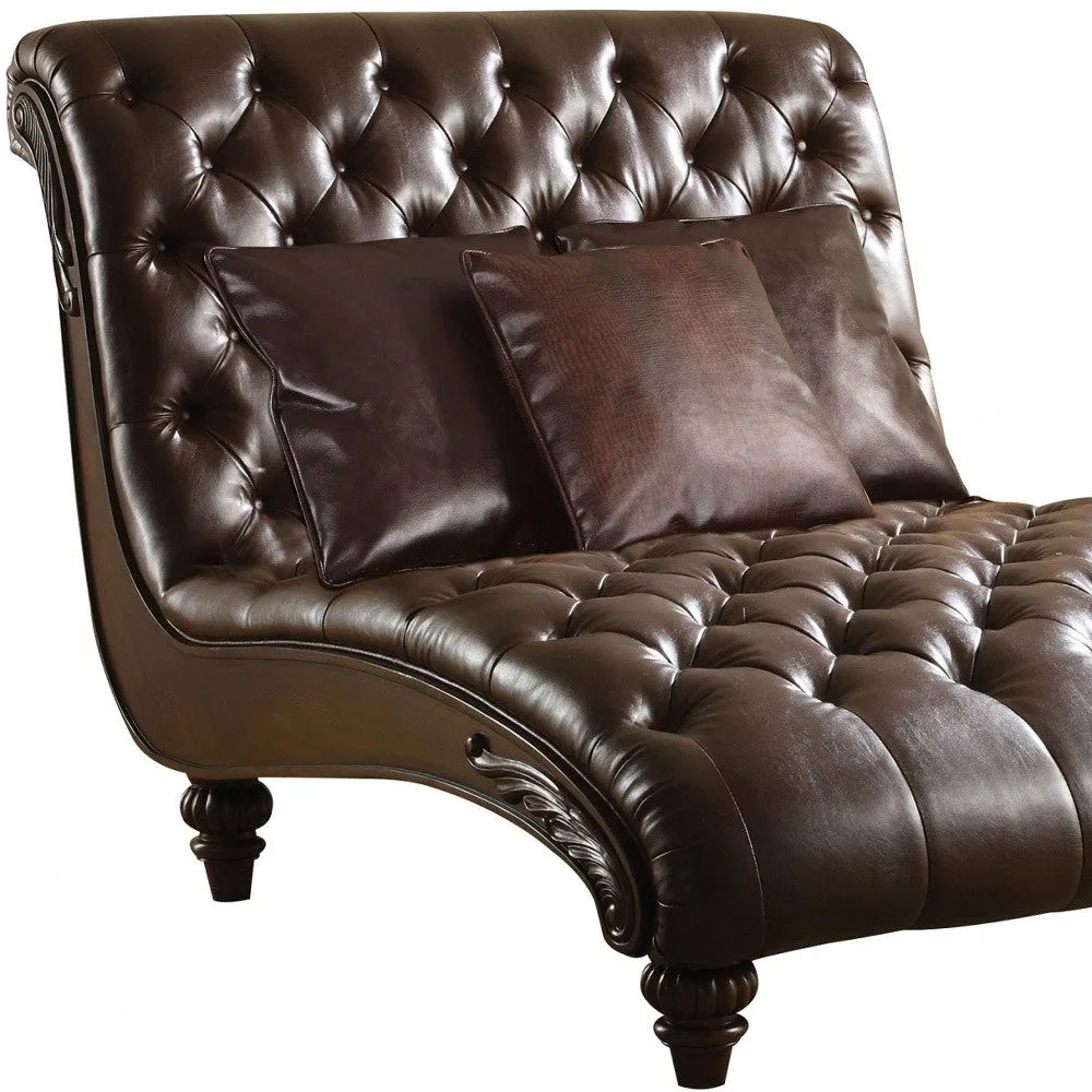 52 Brown Faux Leather Lounge Chair And Toss Pillows