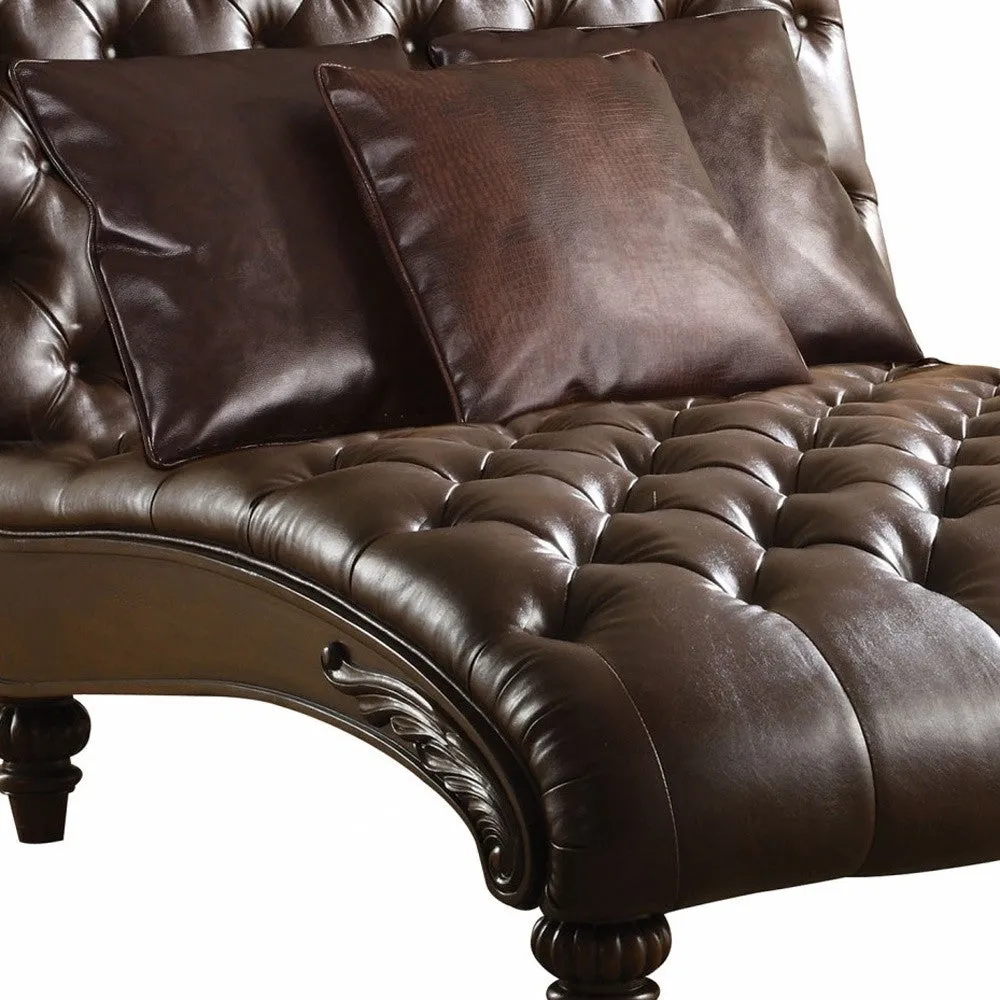 52 Brown Faux Leather Lounge Chair And Toss Pillows