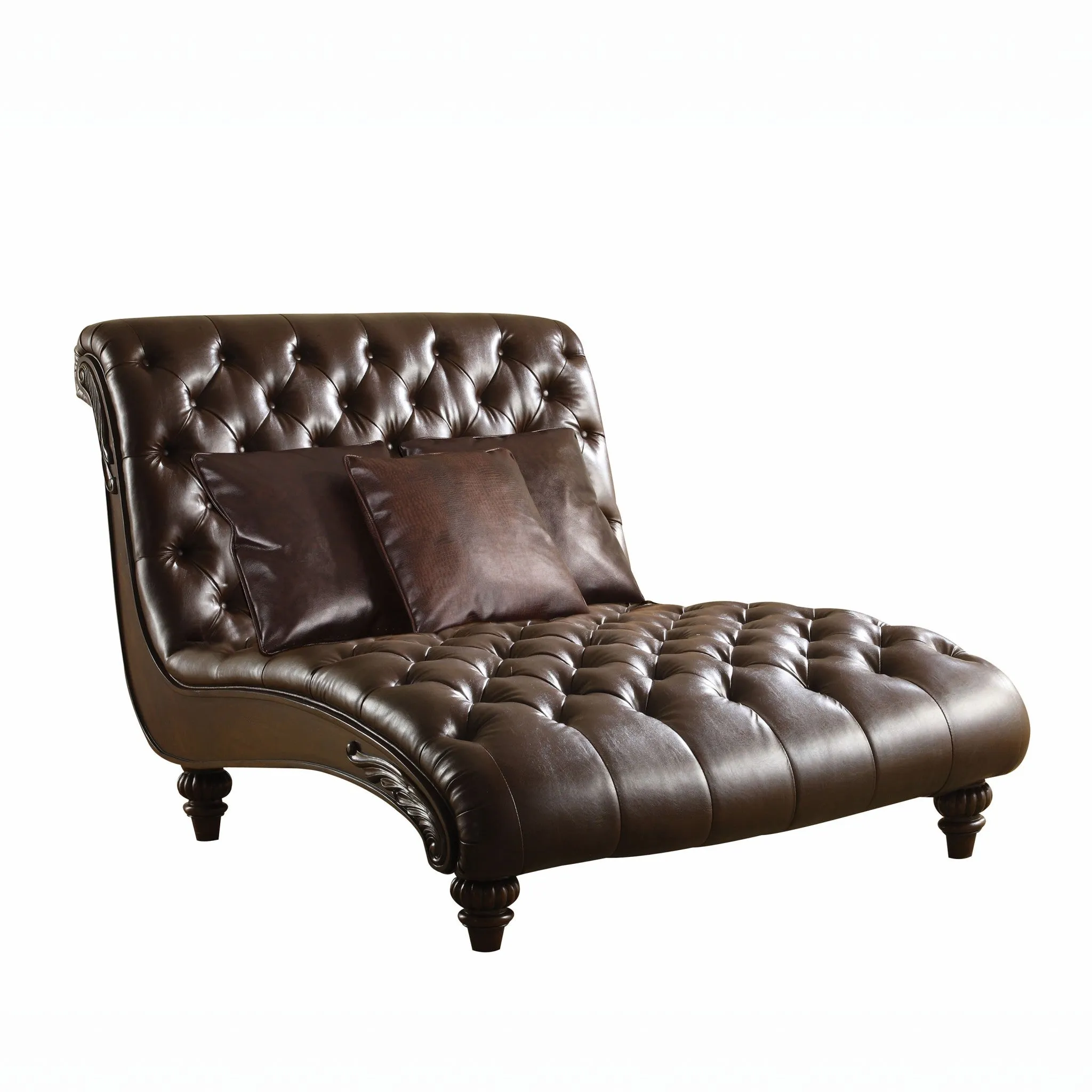 52 Brown Faux Leather Lounge Chair And Toss Pillows