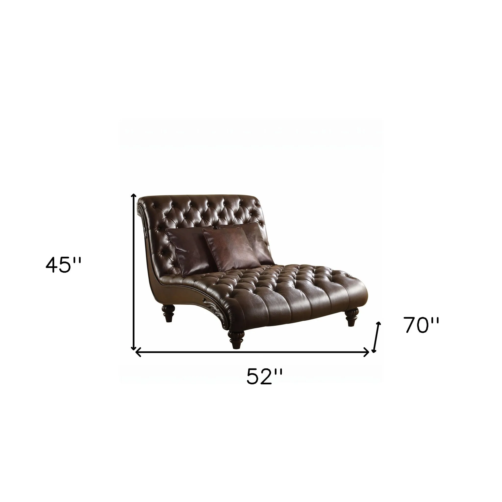 52 Brown Faux Leather Lounge Chair And Toss Pillows