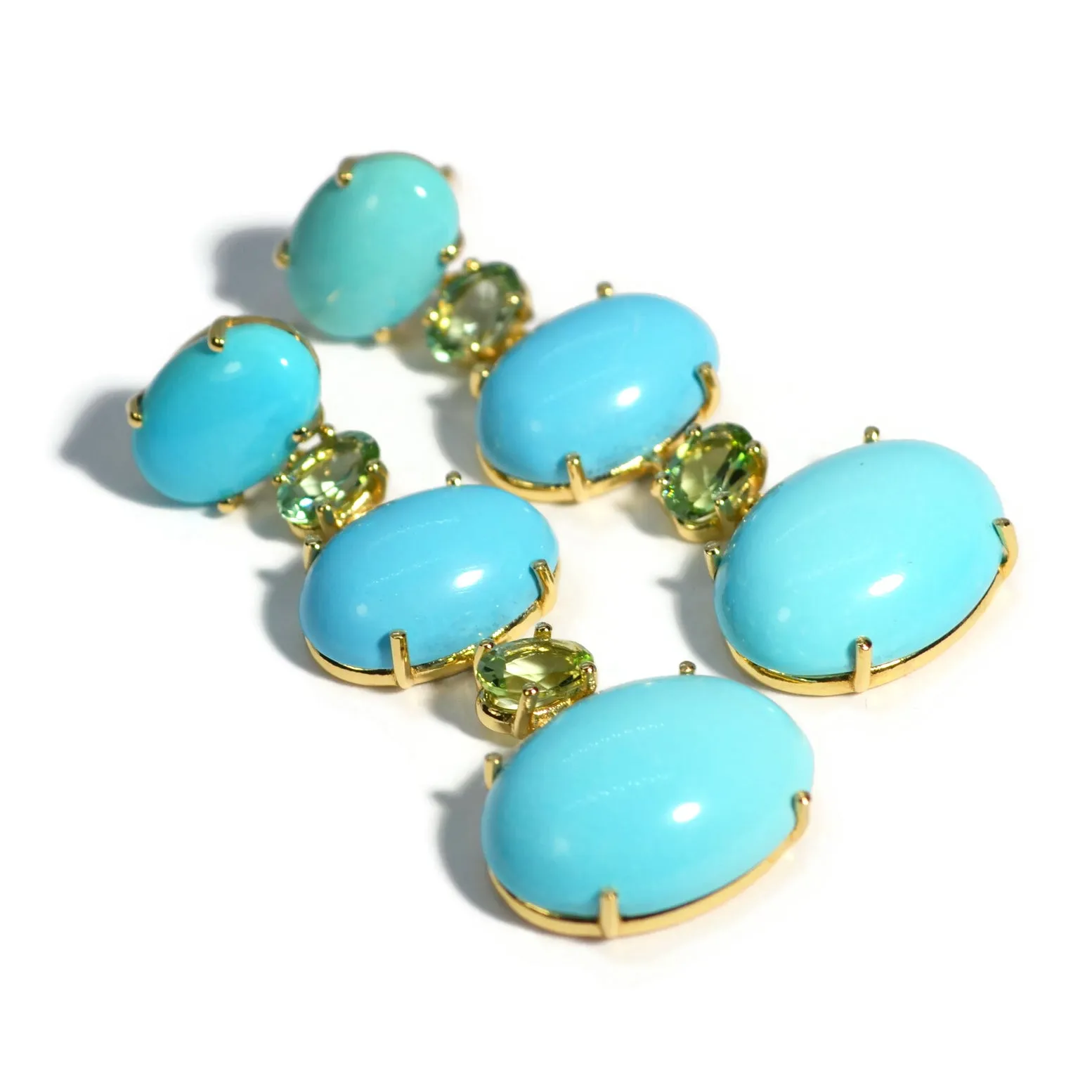 A & Furst - Sole - Drop Earrings with Arizona Turquoise and Mint Tourmaline, 18k Yellow Gold