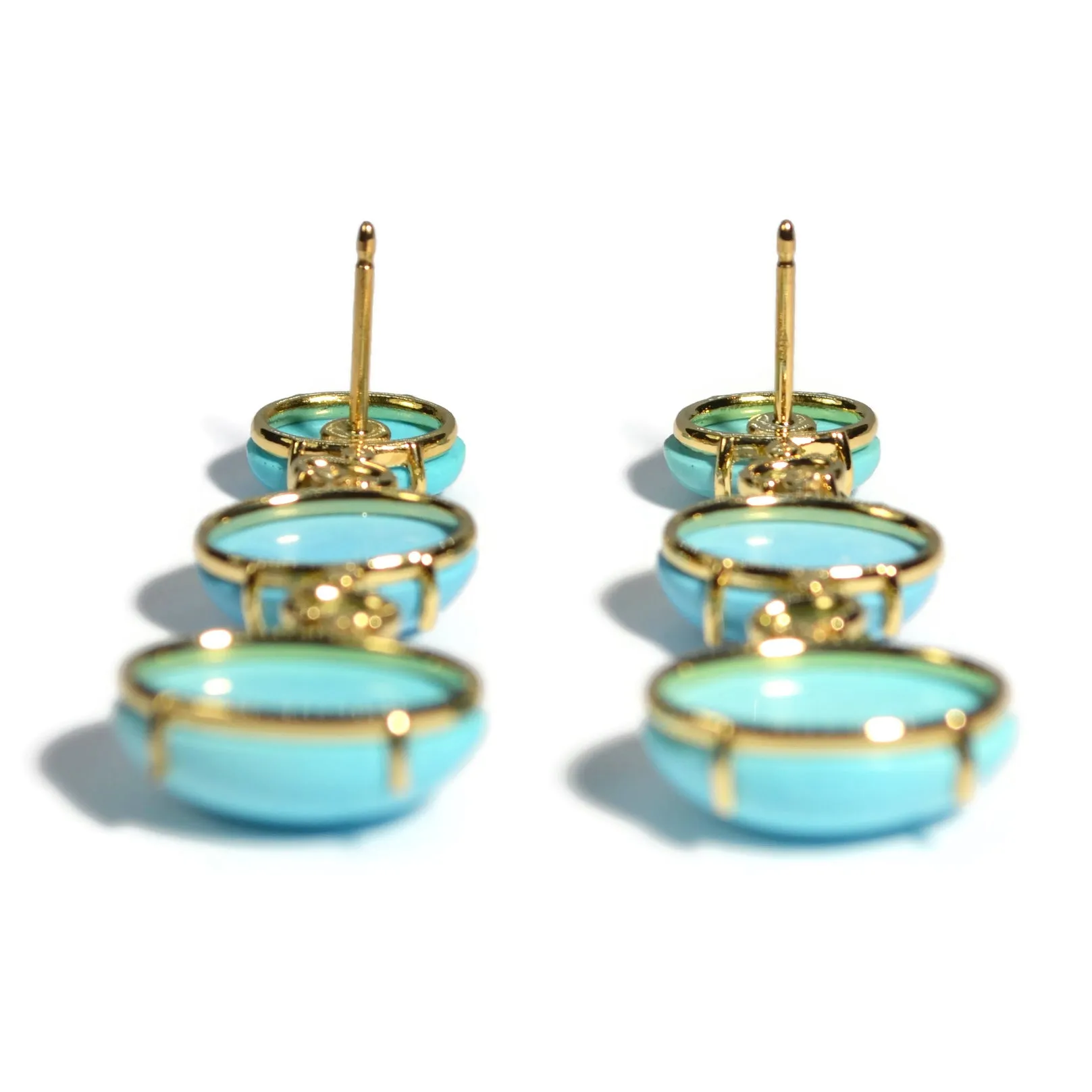 A & Furst - Sole - Drop Earrings with Arizona Turquoise and Mint Tourmaline, 18k Yellow Gold