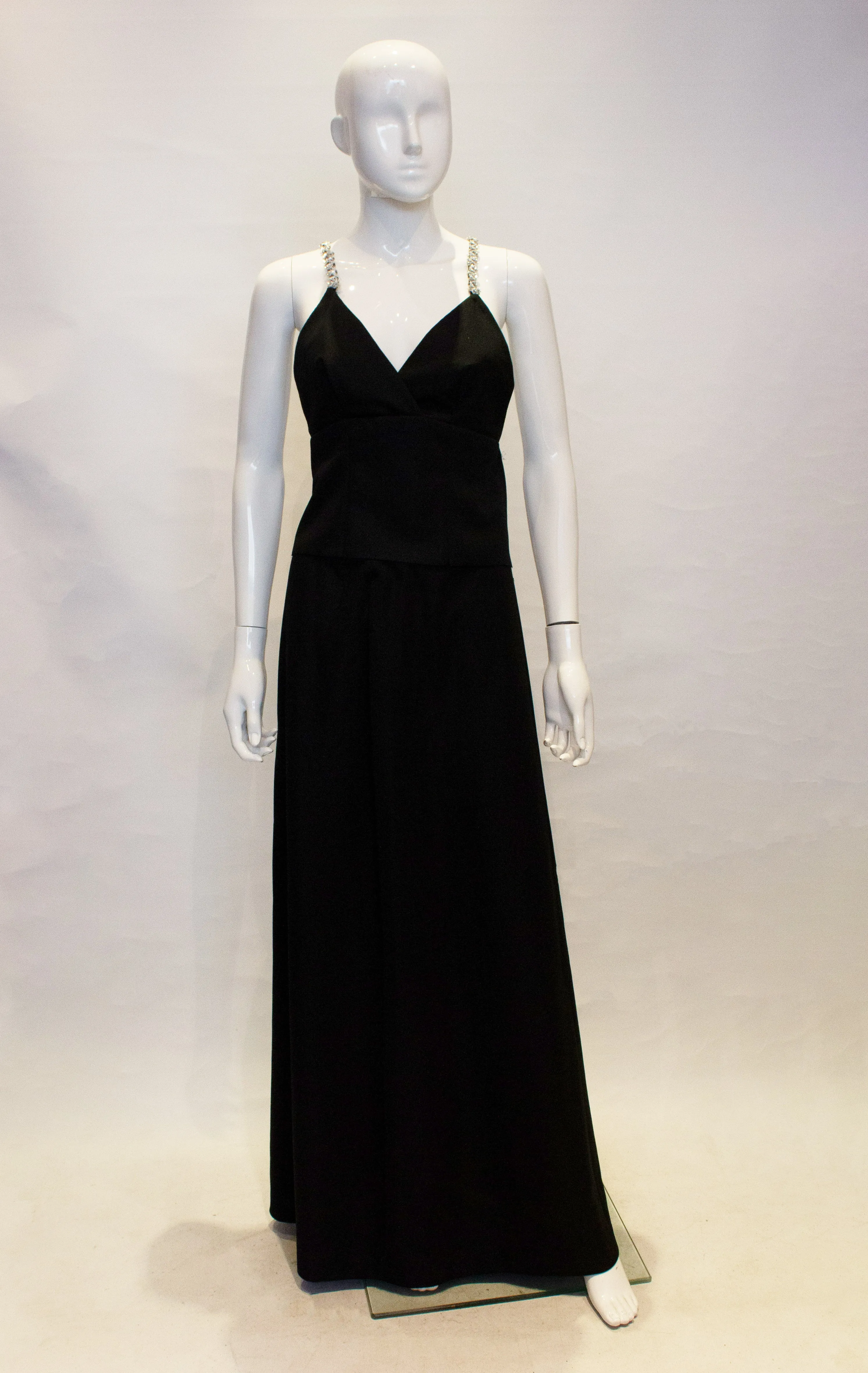 A vintage 1970s black Chic Evening Skirt and Top