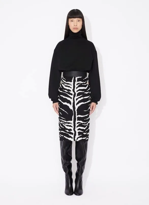 ALAIA Zebra Pencil Skirt in Black for Women | SS24