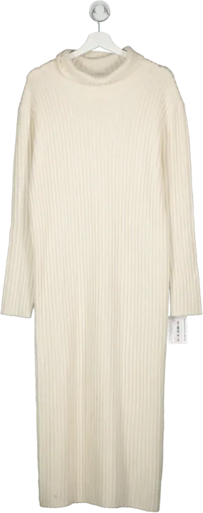 almada label Cream Sue Rib Knit Dress UK XL