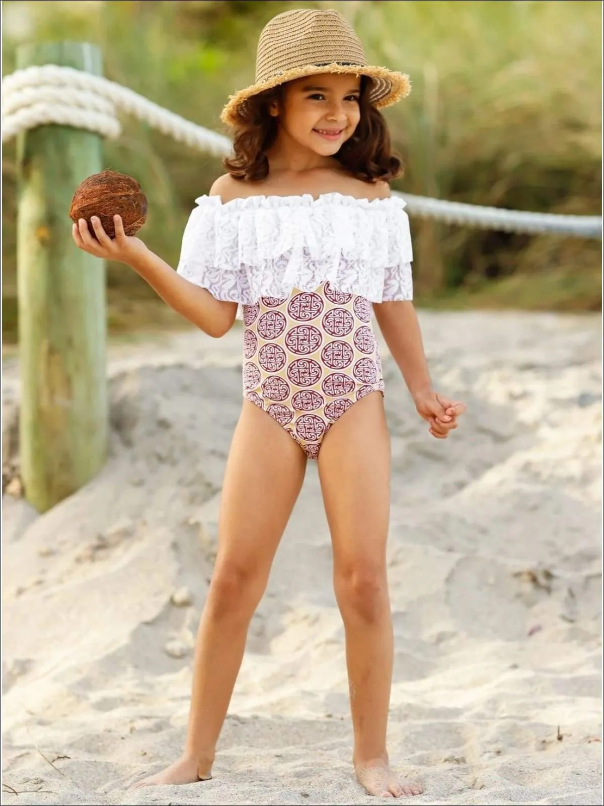 Amazing Waves Lace Bib One Piece Swimsuit