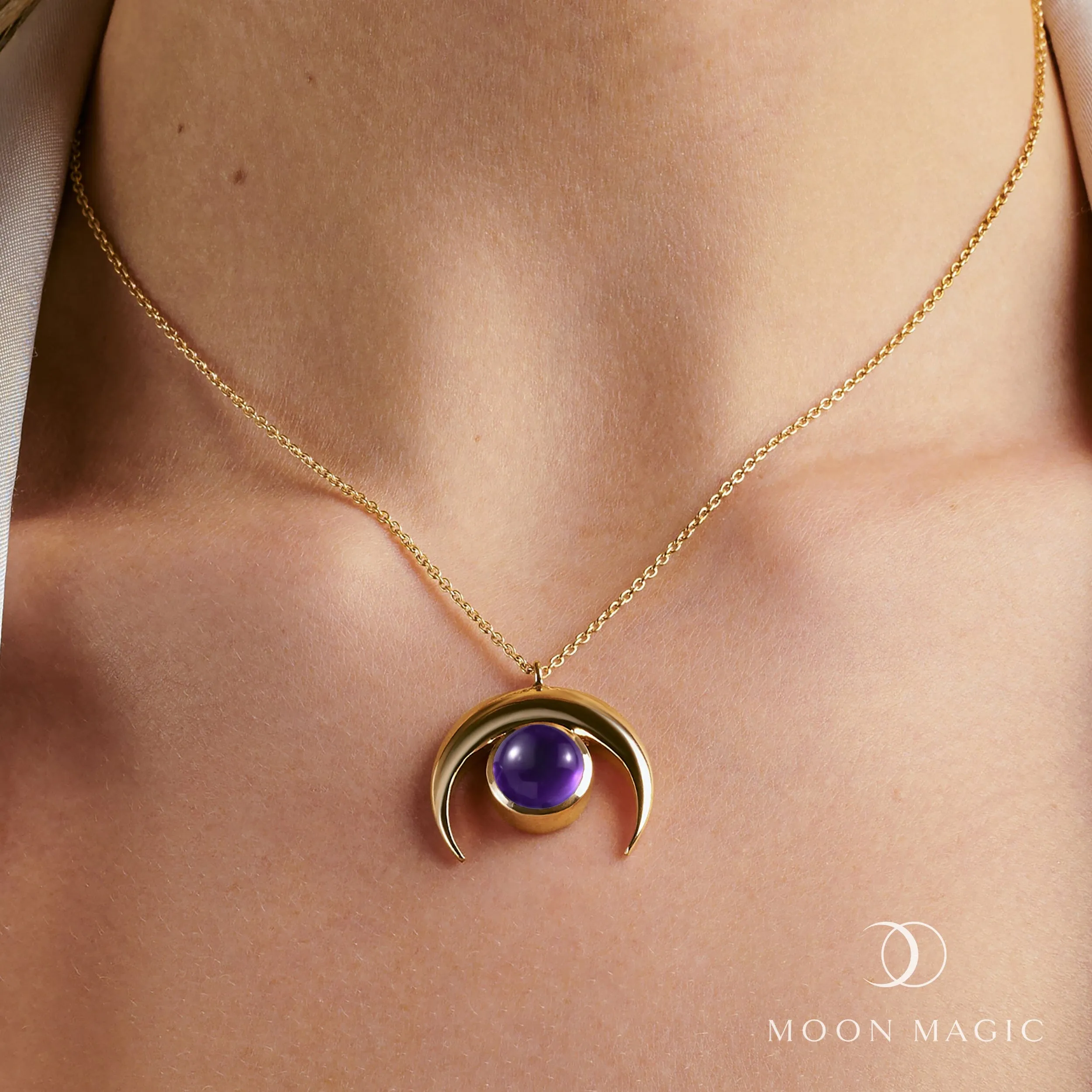 Amethyst Necklace - Crescent Moon