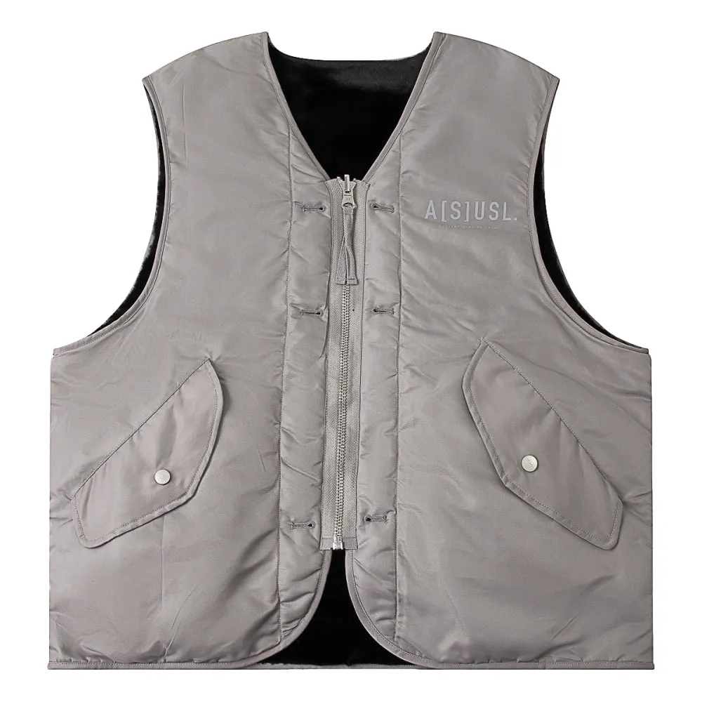 A[S]USL REVERSIBLE MILITARY VEST-SLIVER/BLACK