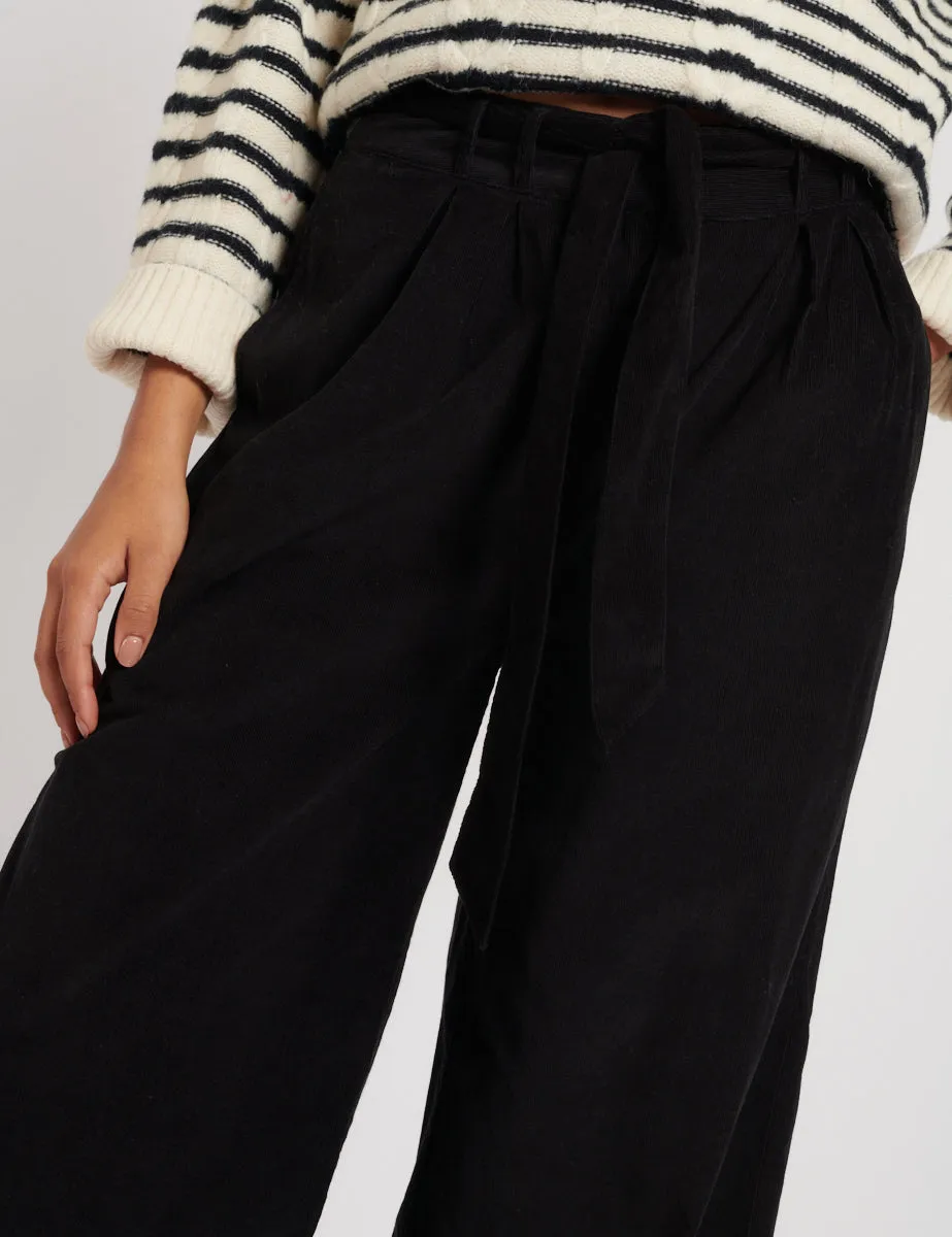 Black Cord Wide Leg Trousers