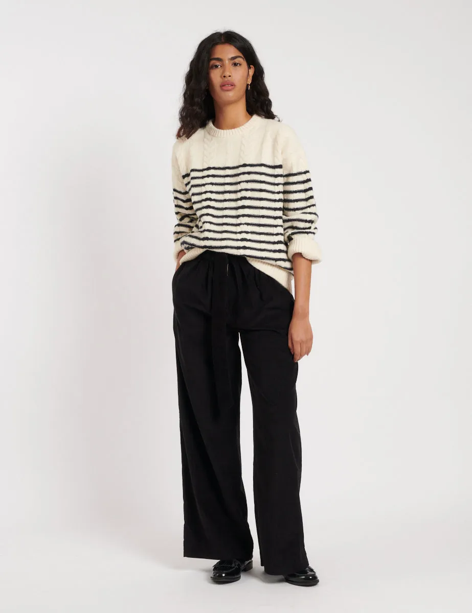 Black Cord Wide Leg Trousers