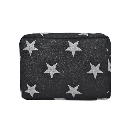 Black Glitter Super Star NGIL Large Cosmetic Travel Pouch