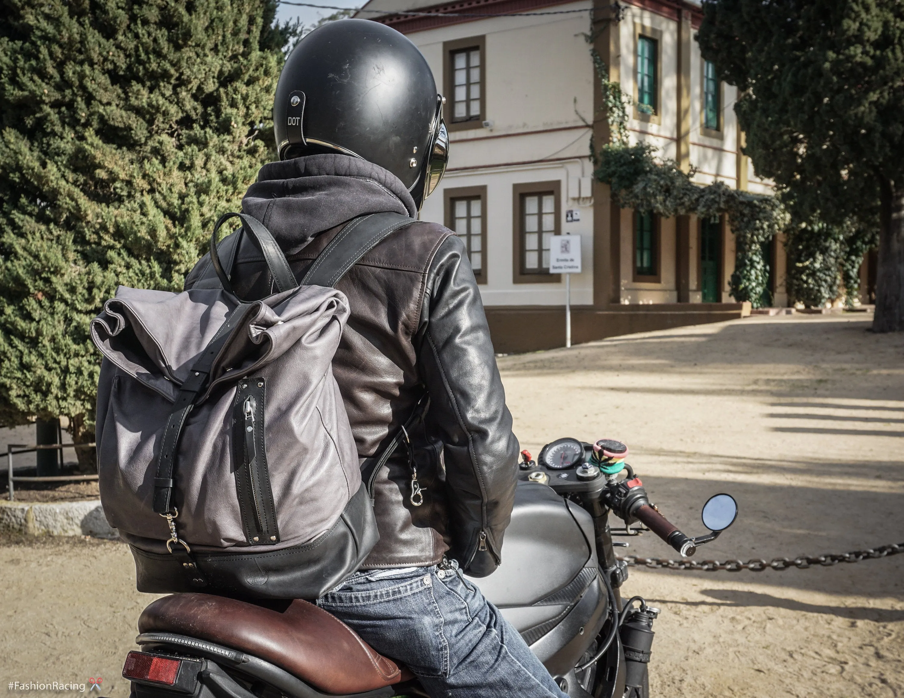 Black Leather Backpack | "Cafe-Racer" motorcycle rucksack, handcrafted