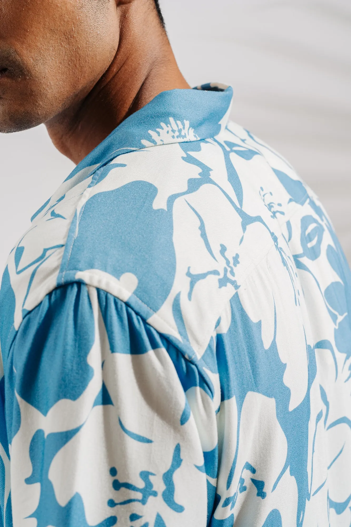 Blue Floral Men's Viscose Shirt