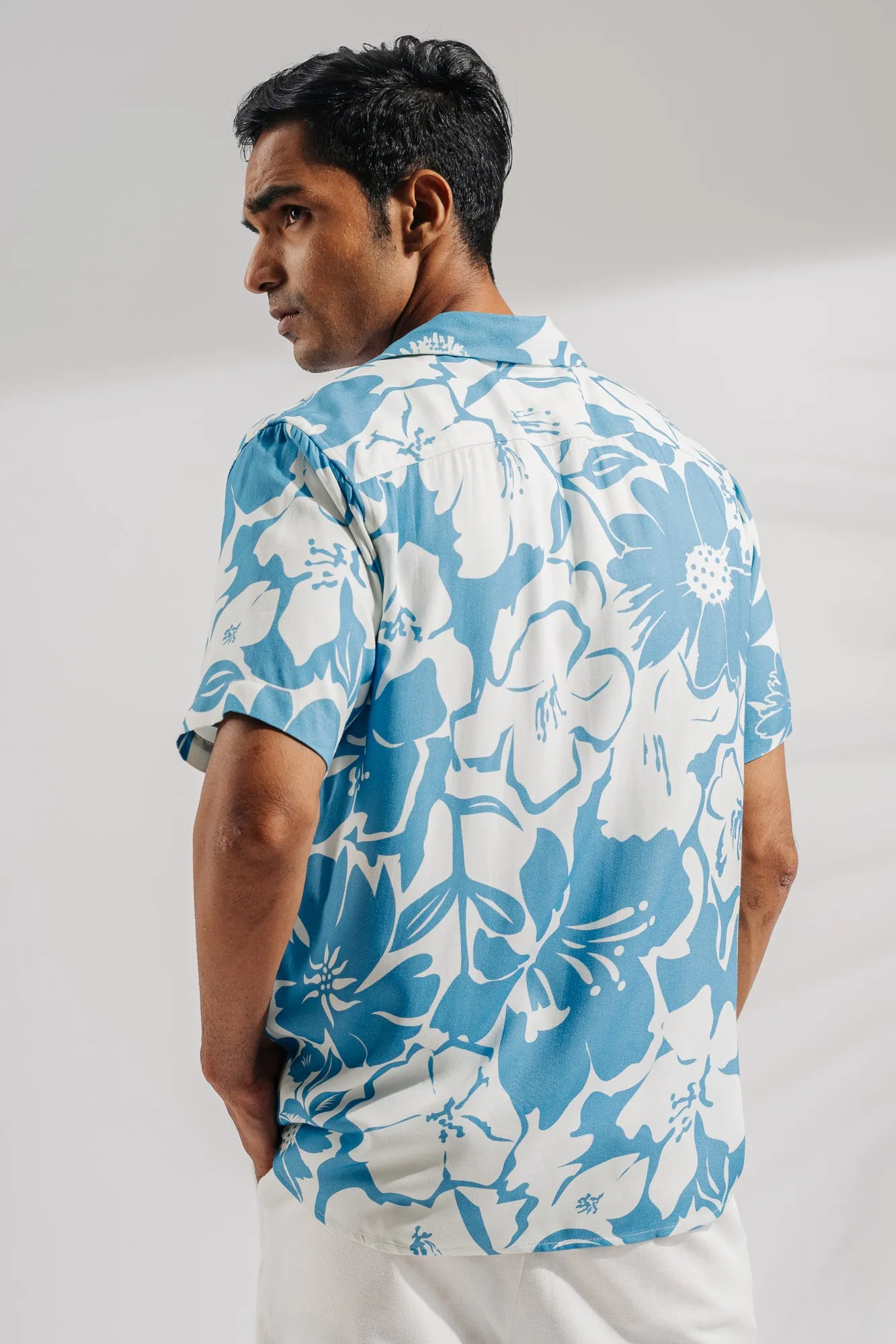 Blue Floral Men's Viscose Shirt