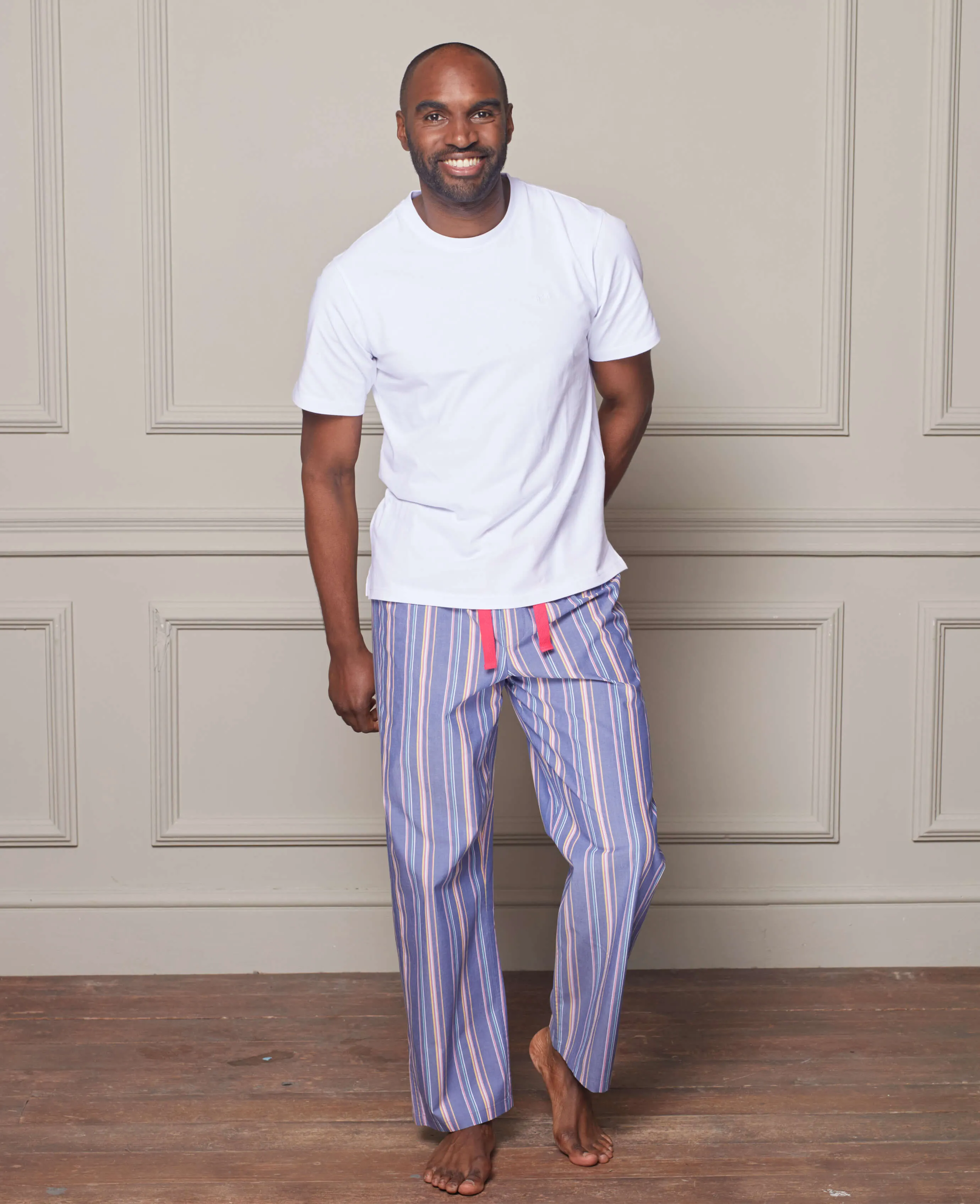 Blue Multi Stripe Cotton Lounge Pants