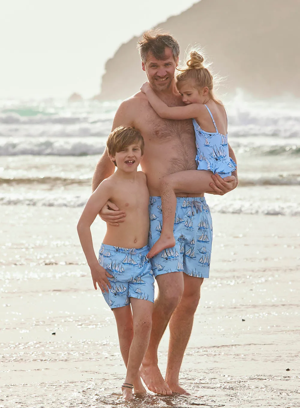 Boys Swimshorts in Blue Sailboat