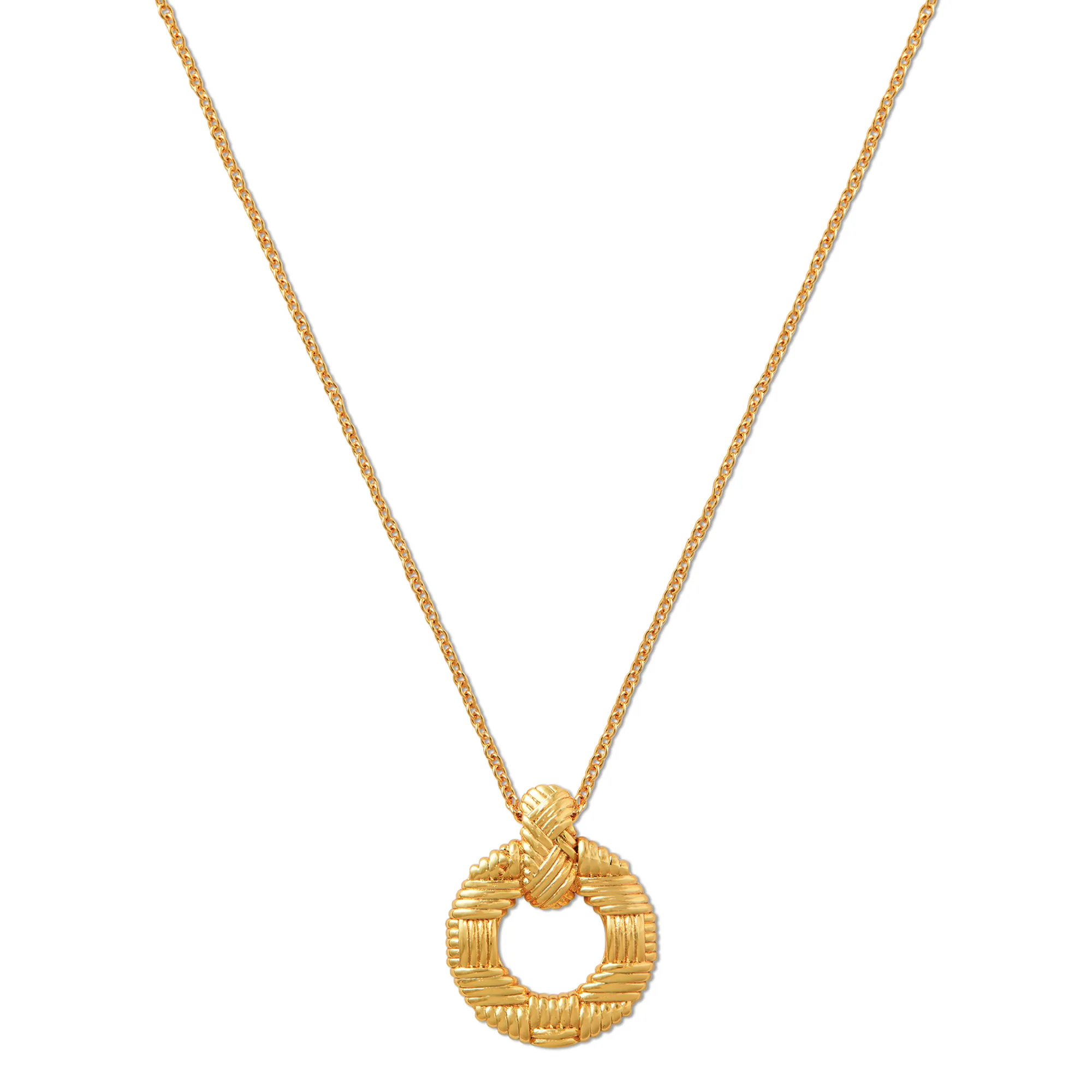 Braided Texture Interlocking Open Circle Necklace