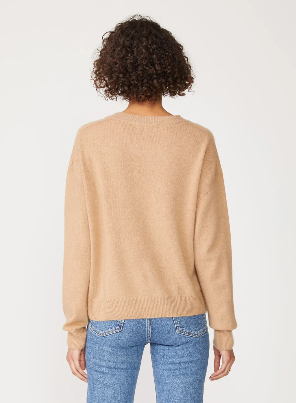 Brushed Cashmere Crew Sweater in Camel