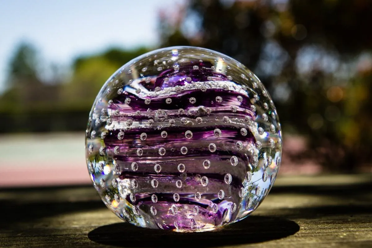 Bubble Twist Paperweight with Cremation Ash