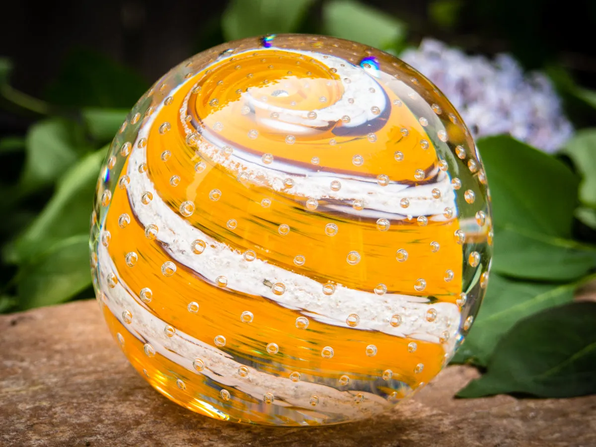 Bubble Twist Paperweight with Cremation Ash