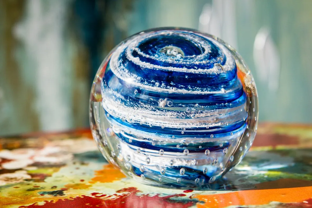 Bubble Twist Paperweight with Cremation Ash