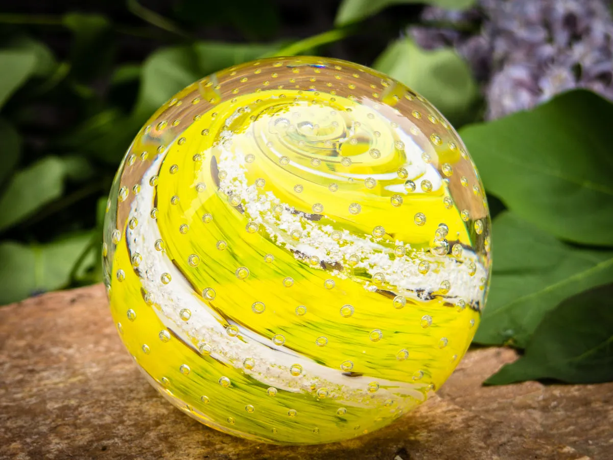 Bubble Twist Paperweight with Cremation Ash