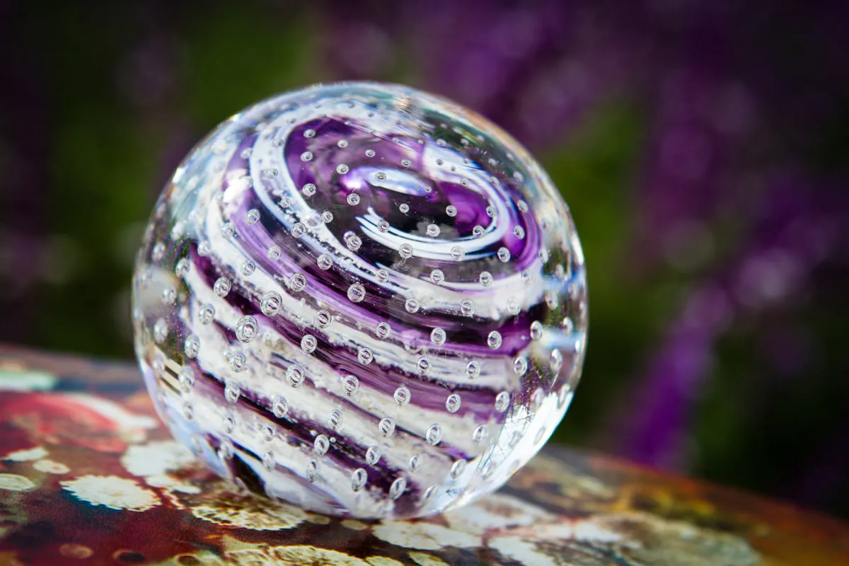 Bubble Twist Paperweight with Cremation Ash