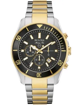 Bulova Mens Marine Star Chronograph -Two-Tone Case & Bracelet - Black Dial