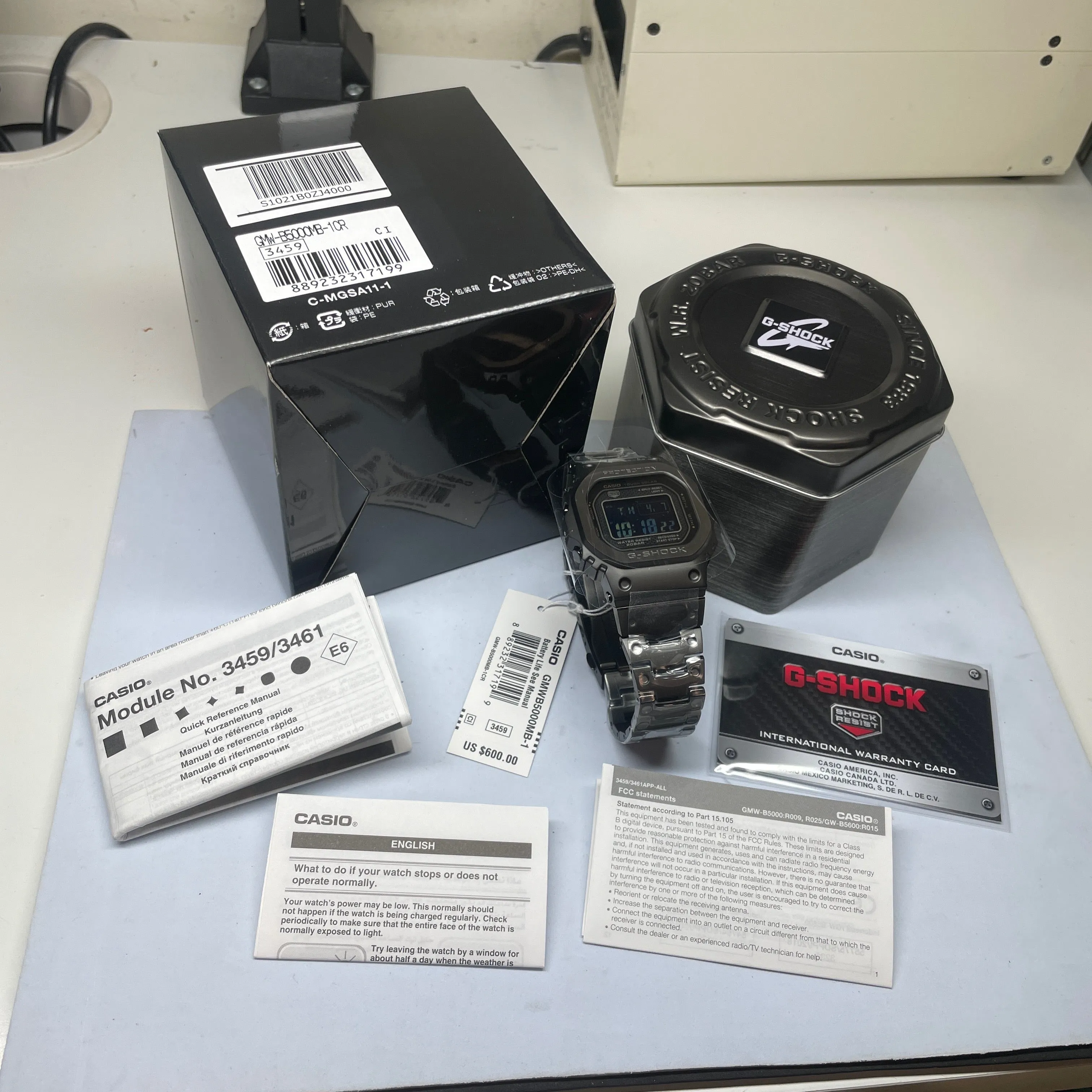 CASIO G-SHOCK Full Metal Square Black 5000 GMWB5000MB-1 Watch Steel