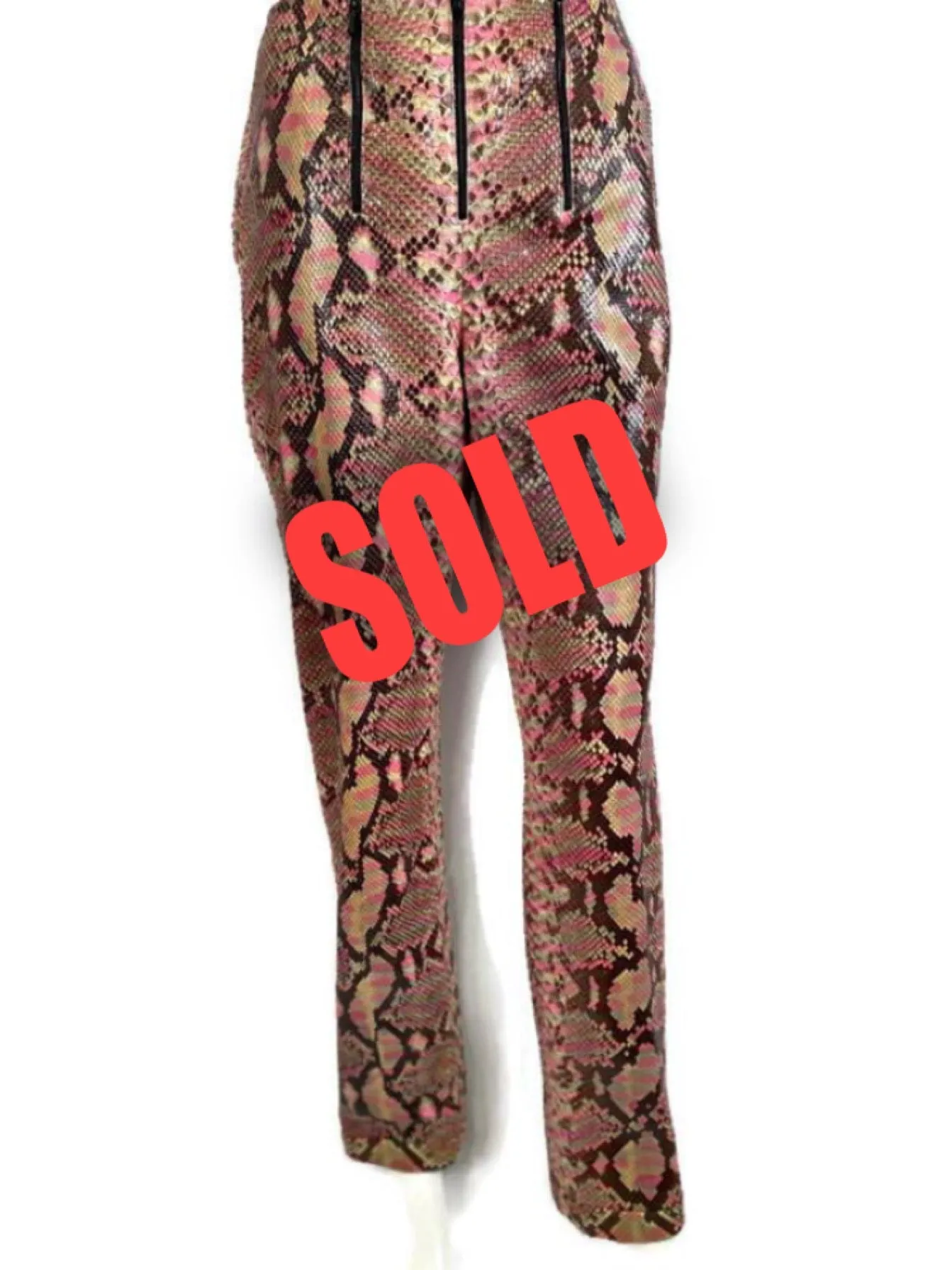 Chanel 00T, 2000 Transition Collection Multicolor Python Snakeskin Pants Trousers FR 38 US 4/6