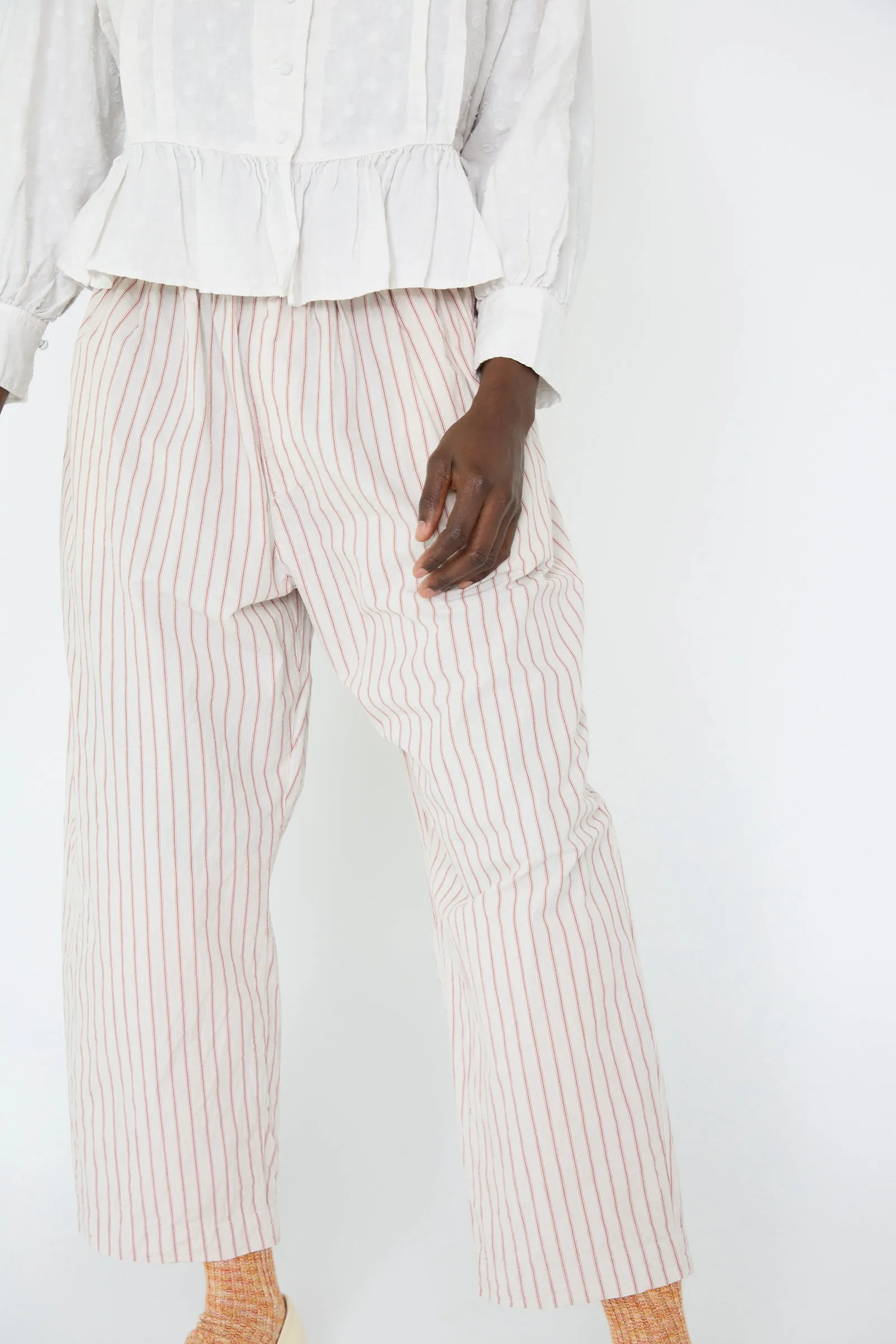 Cotton Linen Easy Pants in Stripe