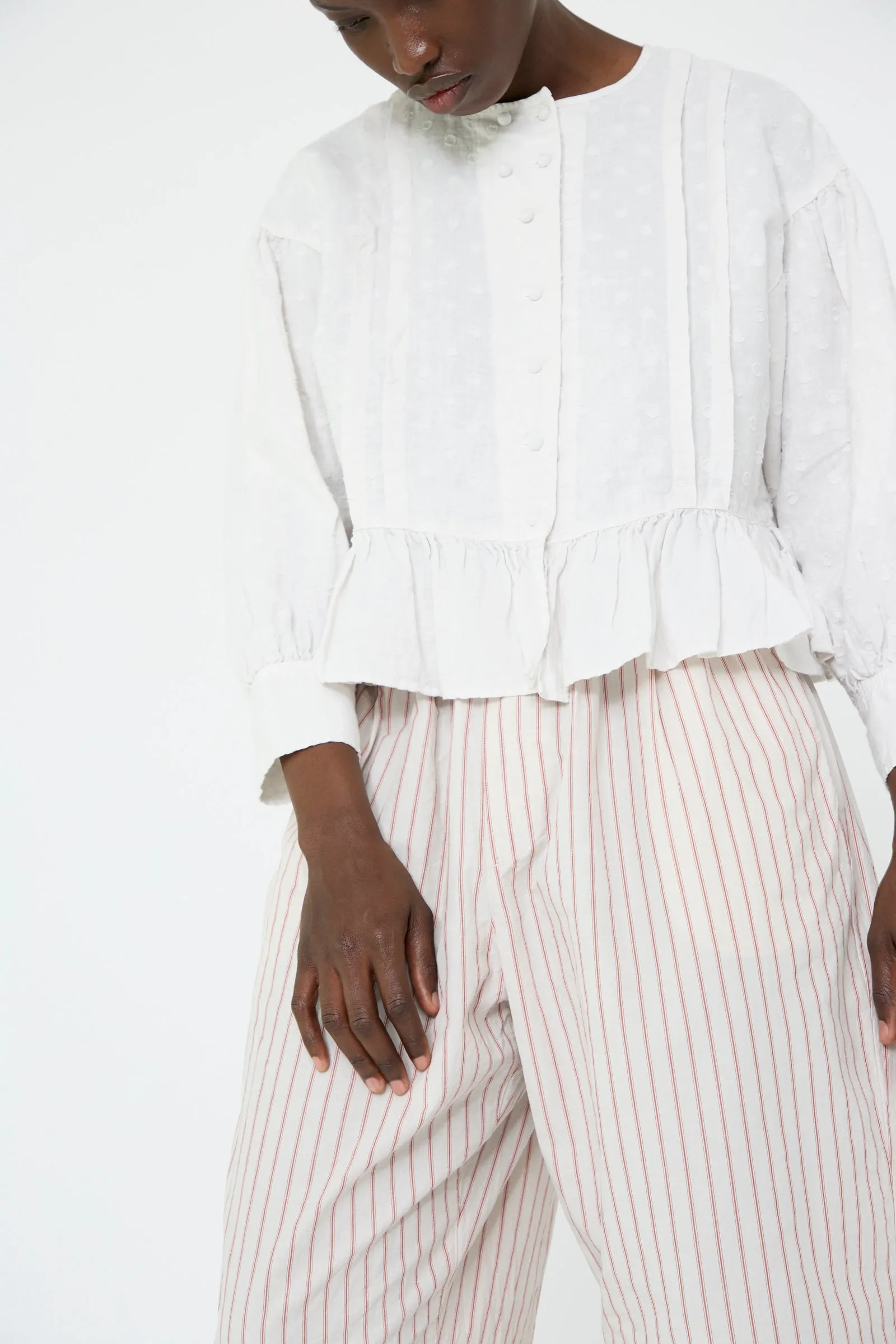 Cotton Linen Easy Pants in Stripe