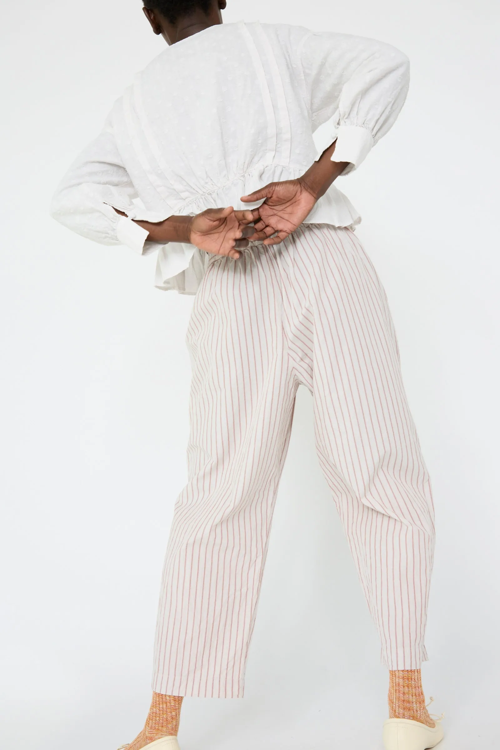 Cotton Linen Easy Pants in Stripe