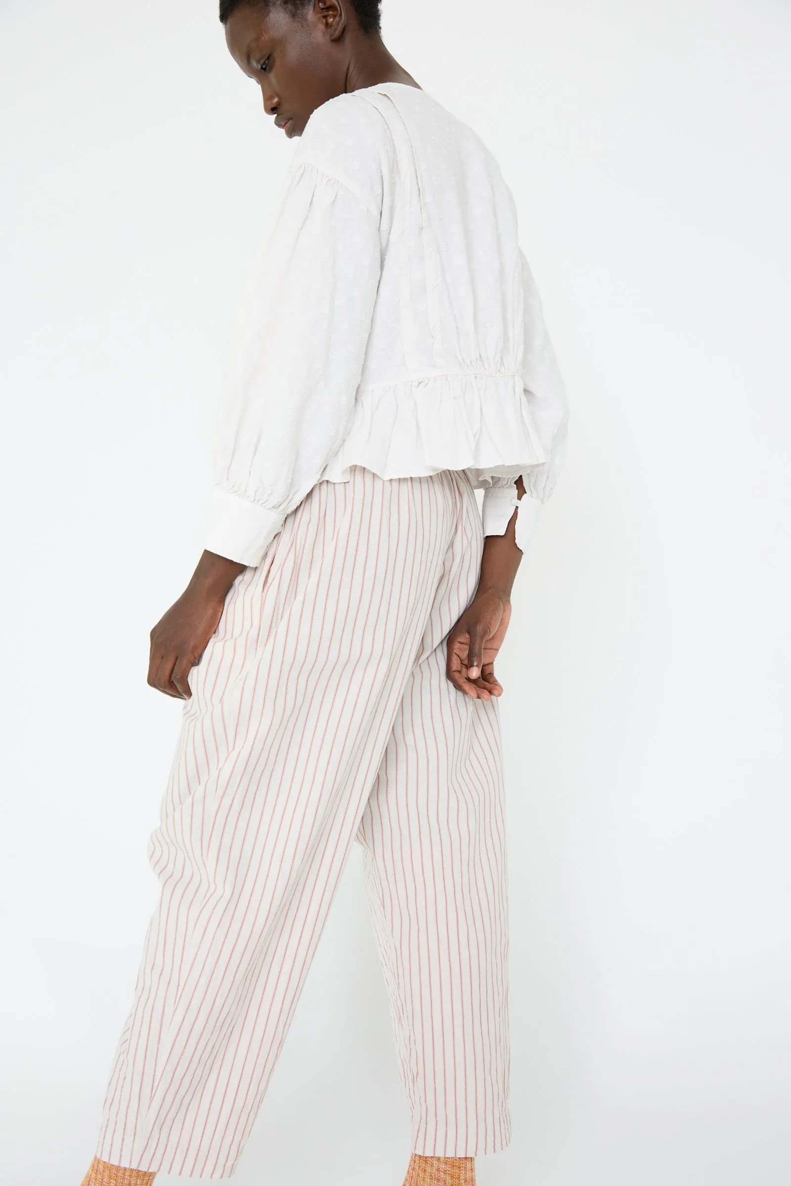 Cotton Linen Easy Pants in Stripe