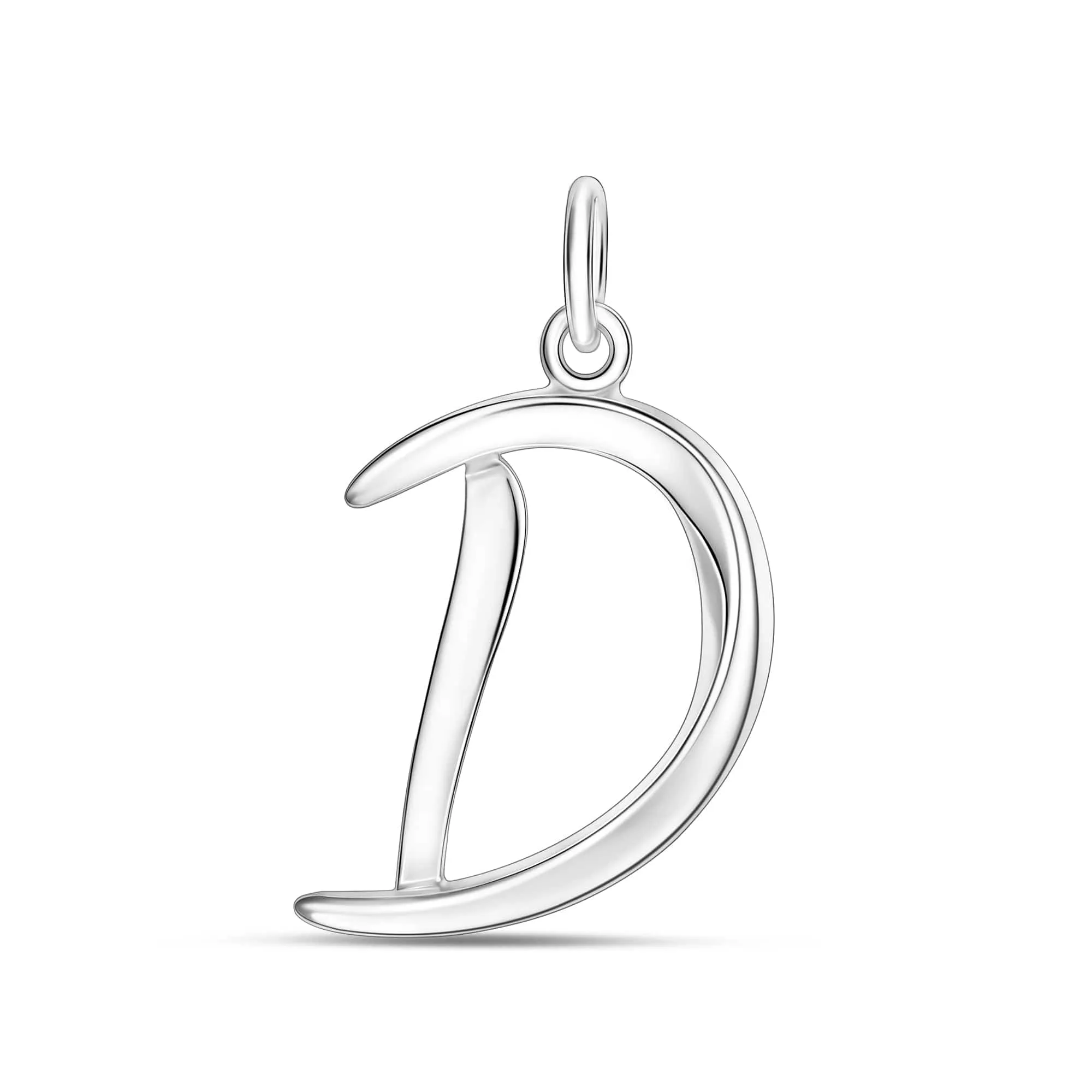 Cursive Initial Pendant Sterling Silver, 26 Alphabets