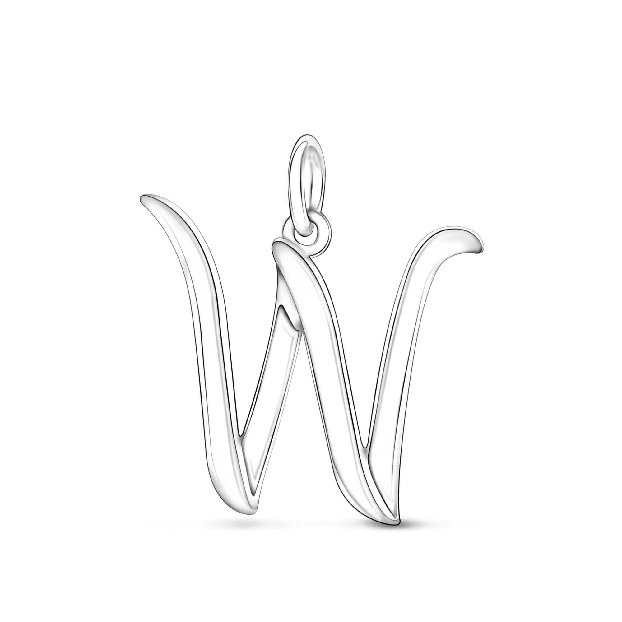 Cursive Initial Pendant Sterling Silver, 26 Alphabets