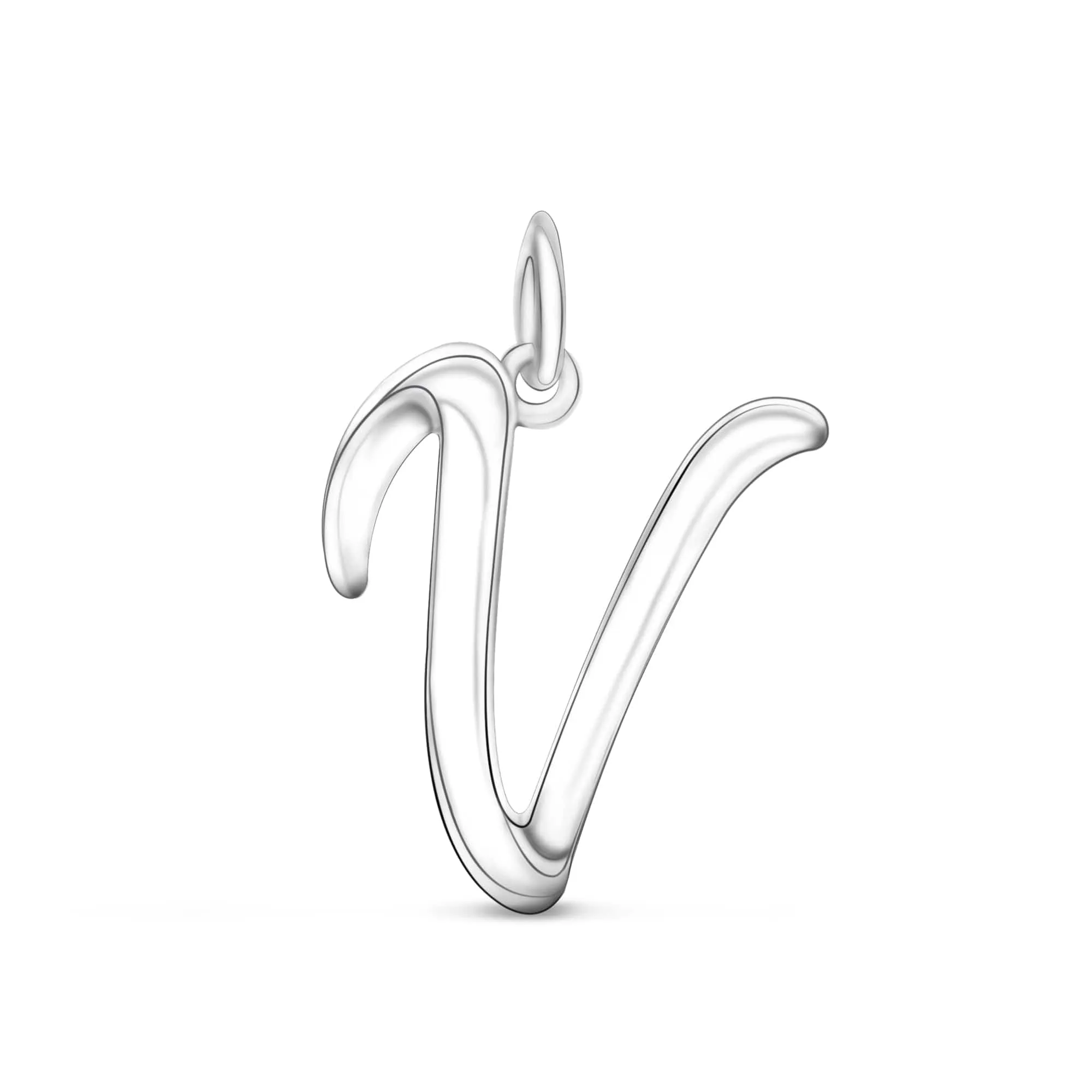 Cursive Initial Pendant Sterling Silver, 26 Alphabets