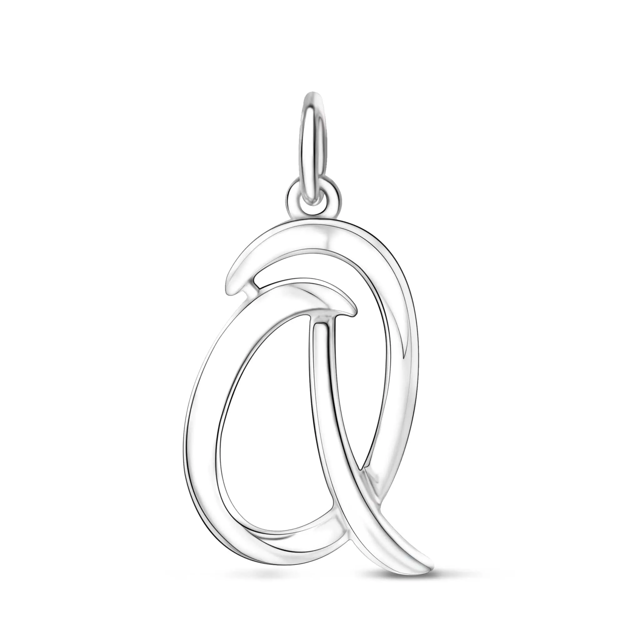 Cursive Initial Pendant Sterling Silver, 26 Alphabets