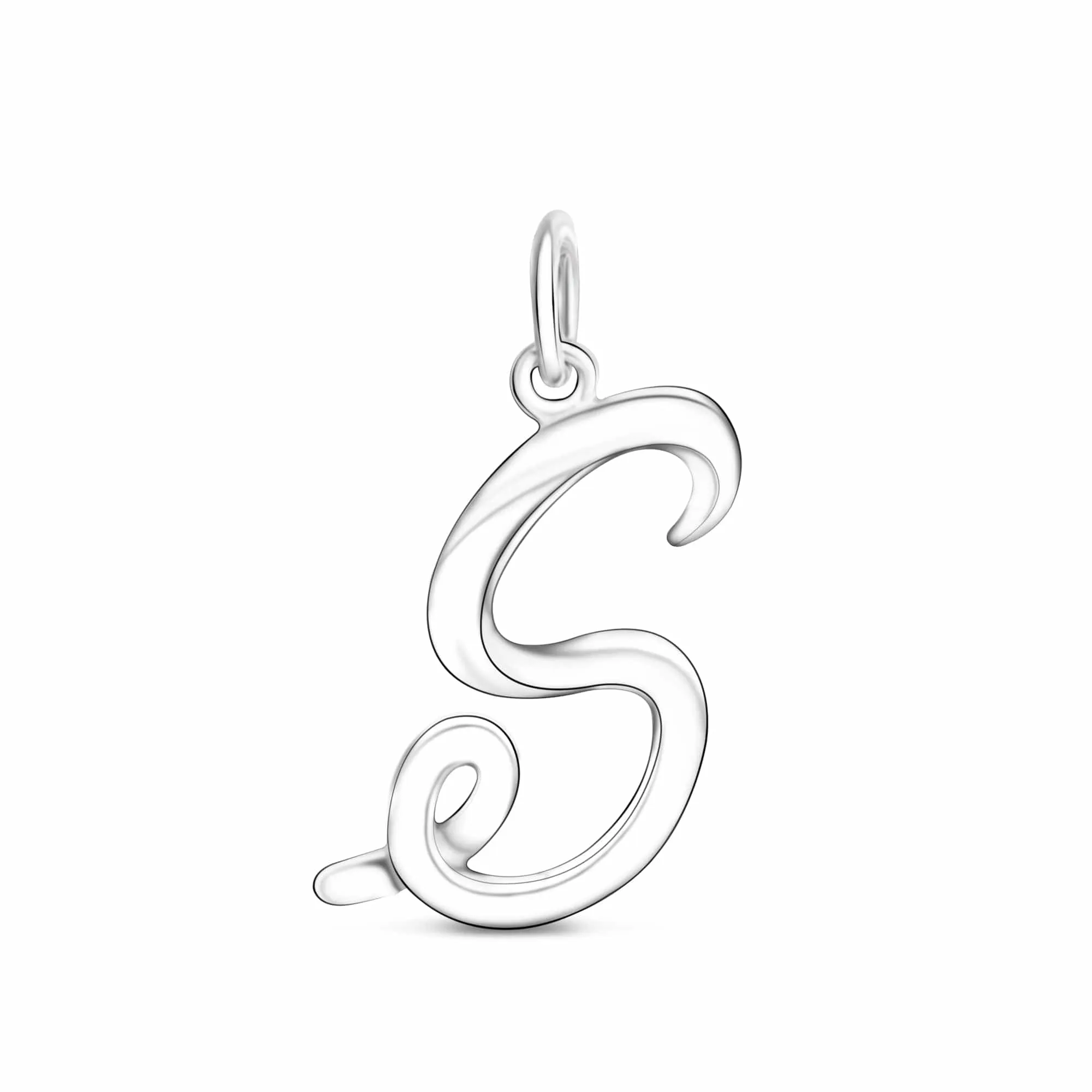 Cursive Initial Pendant Sterling Silver, 26 Alphabets