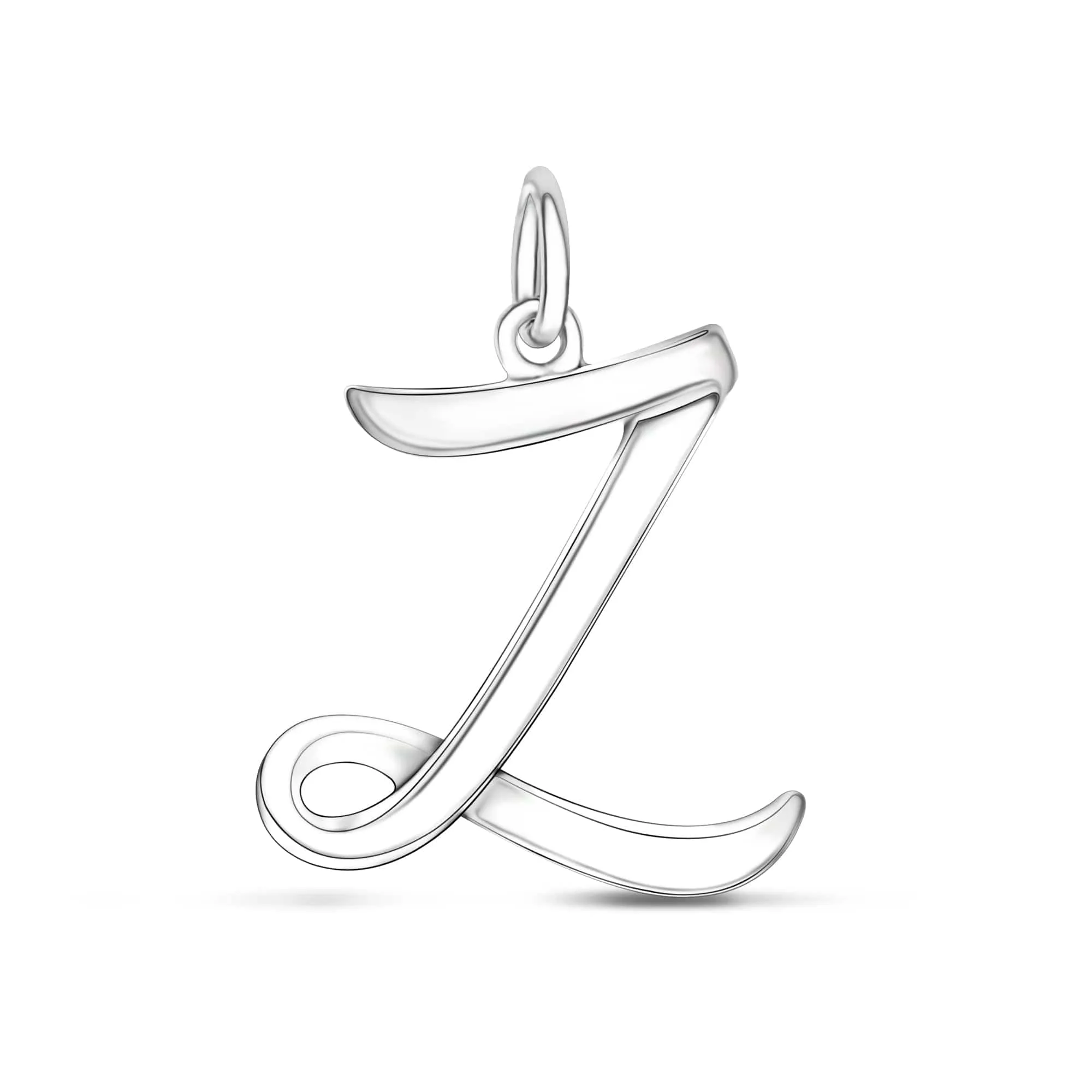 Cursive Initial Pendant Sterling Silver, 26 Alphabets