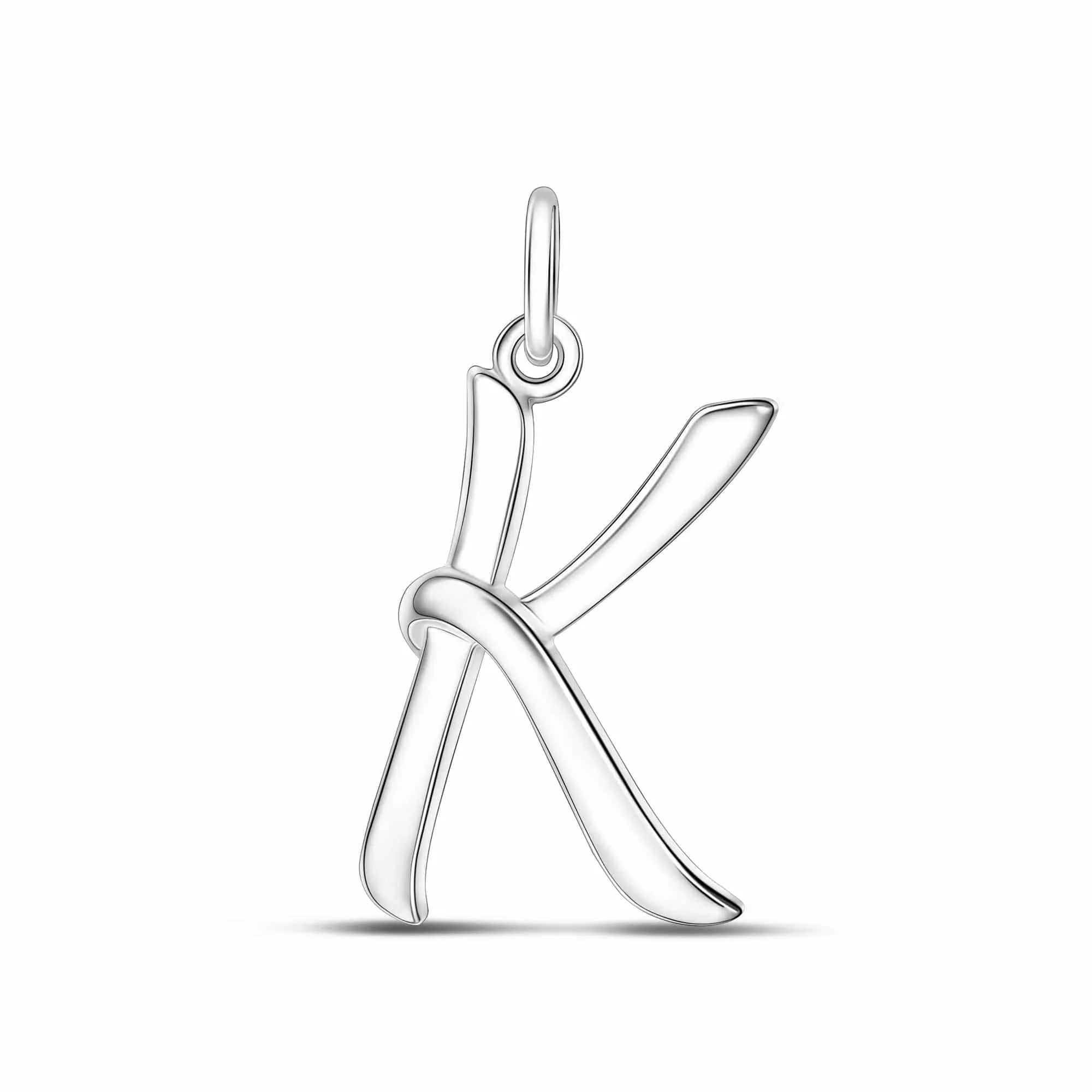 Cursive Initial Pendant Sterling Silver, 26 Alphabets