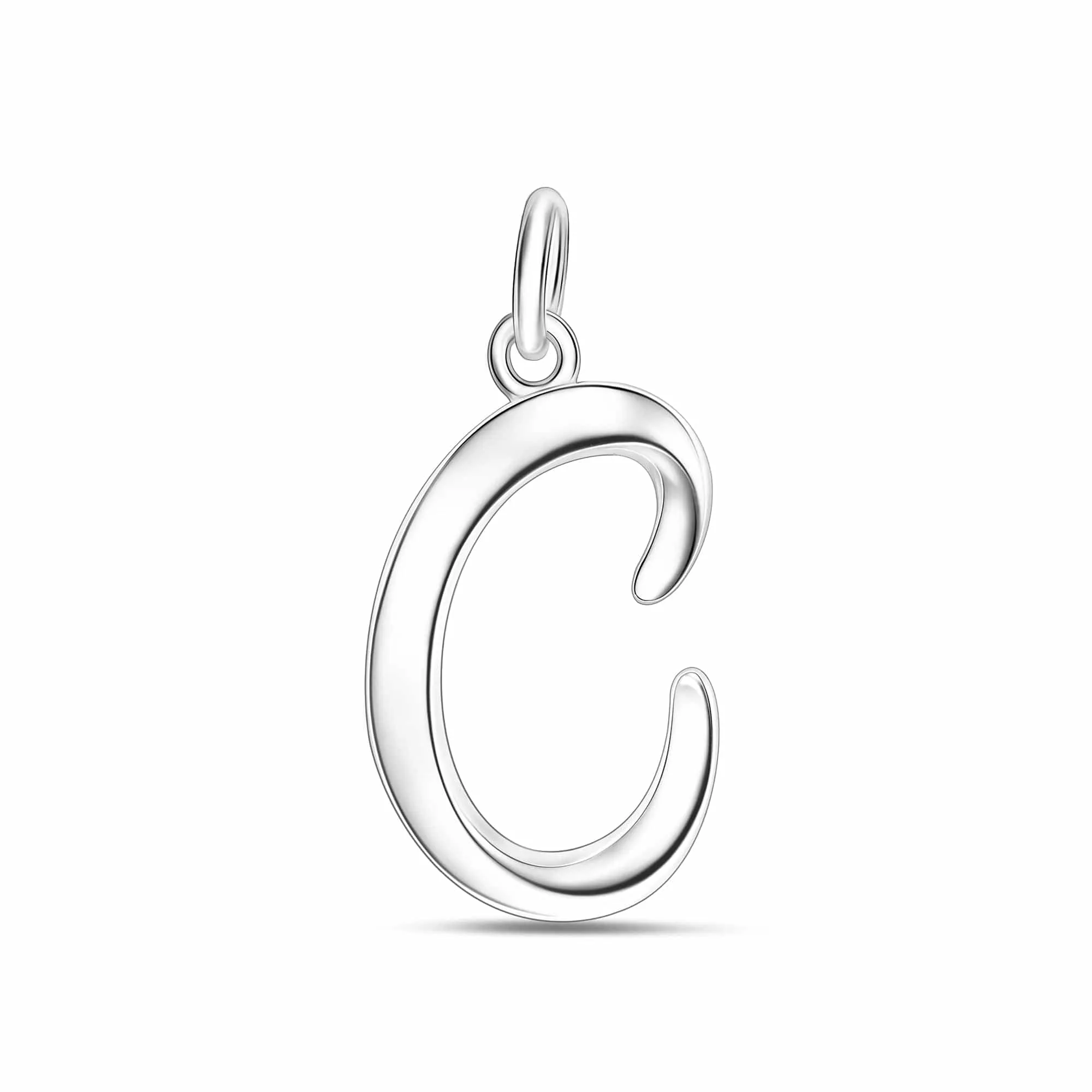 Cursive Initial Pendant Sterling Silver, 26 Alphabets