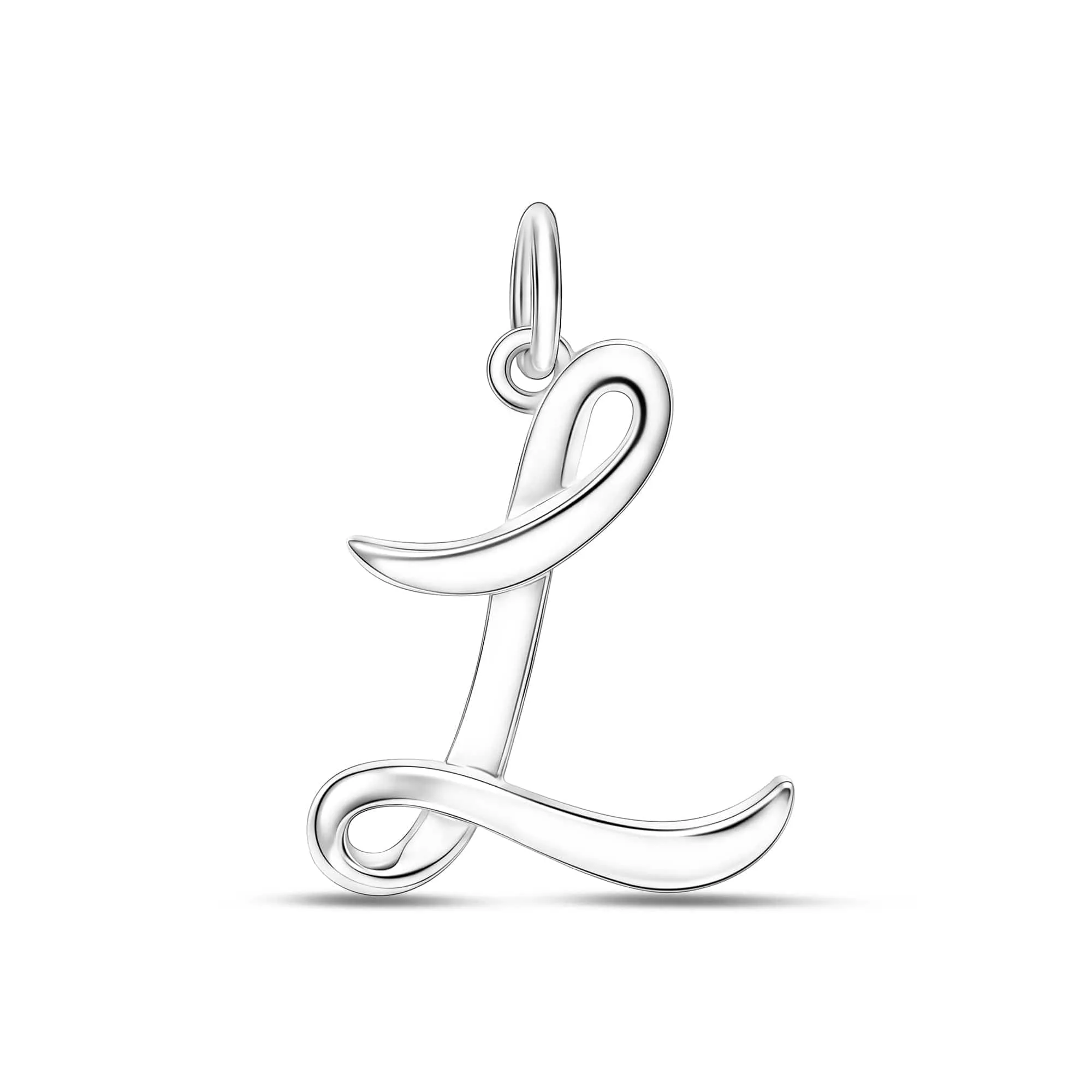 Cursive Initial Pendant Sterling Silver, 26 Alphabets