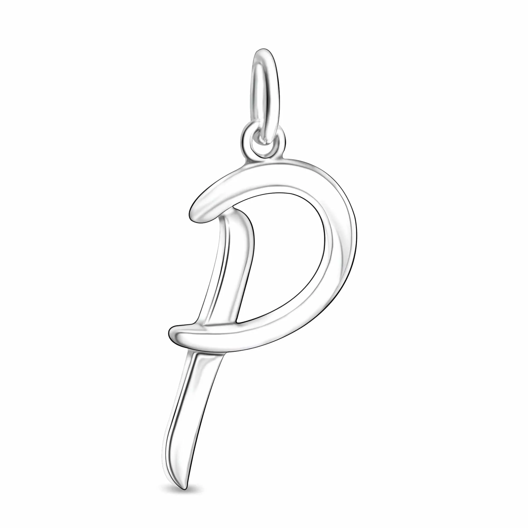 Cursive Initial Pendant Sterling Silver, 26 Alphabets