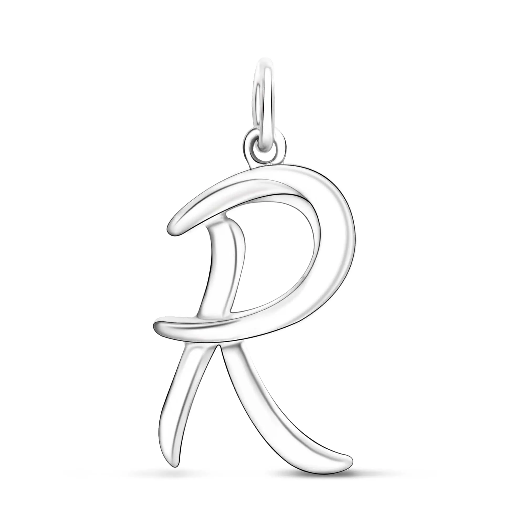 Cursive Initial Pendant Sterling Silver, 26 Alphabets