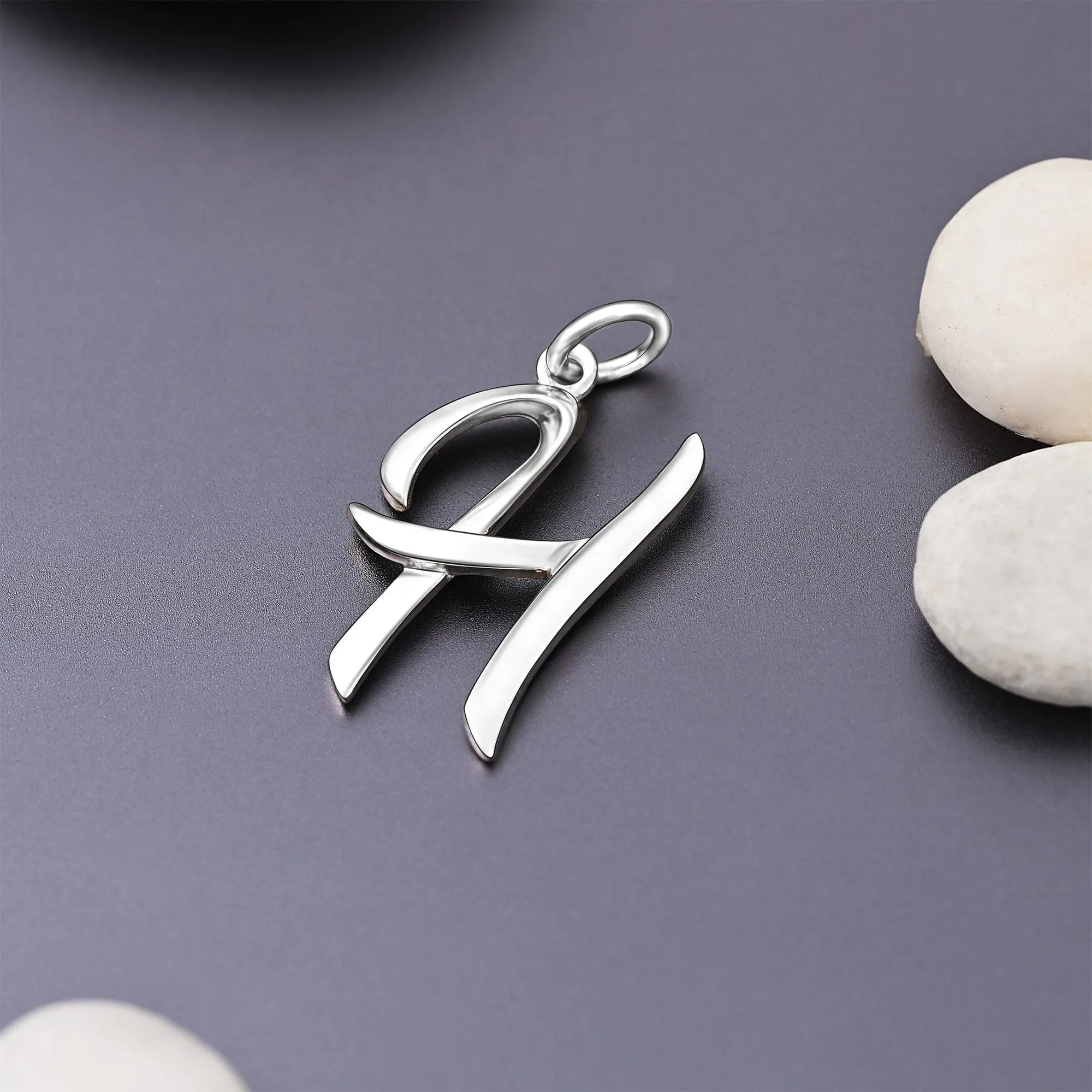 Cursive Initial Pendant Sterling Silver, 26 Alphabets