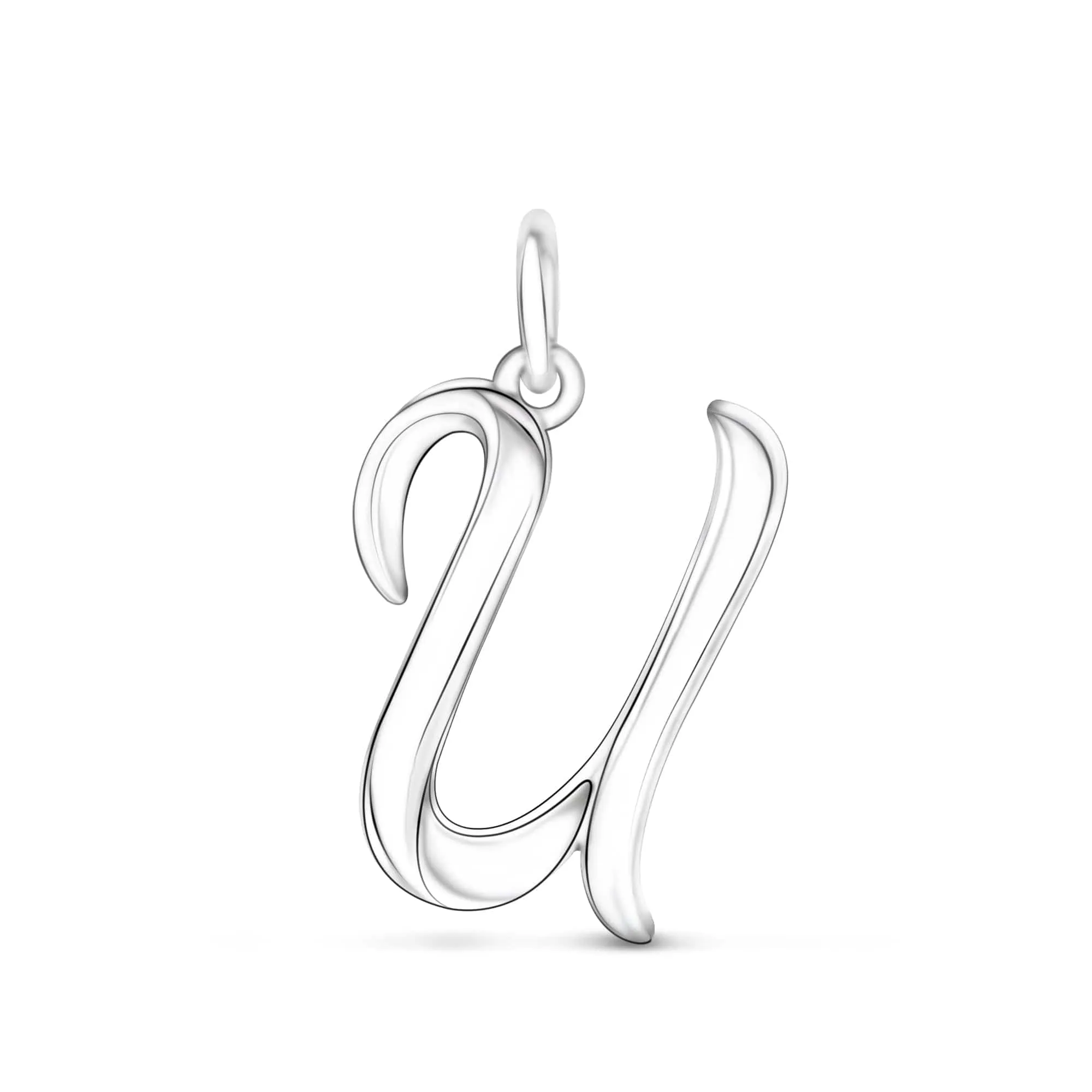 Cursive Initial Pendant Sterling Silver, 26 Alphabets